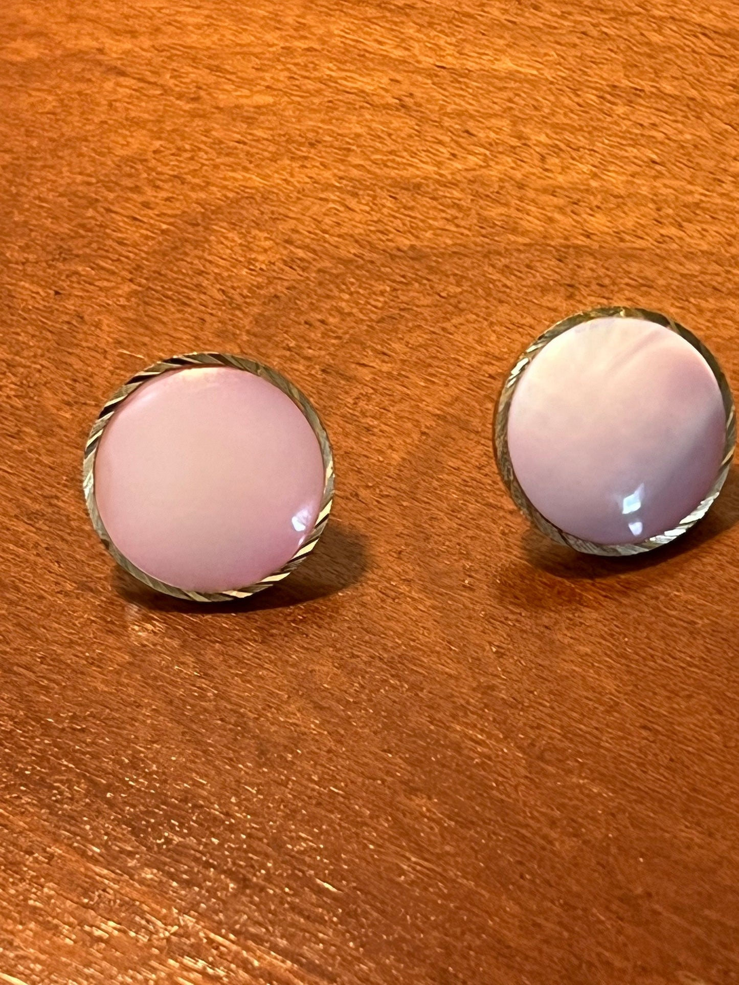 Vintage Elegant Pink Opalescent Earrings Circle Pierced Earrings Estate Jewelry Lover Antiques and Vintage