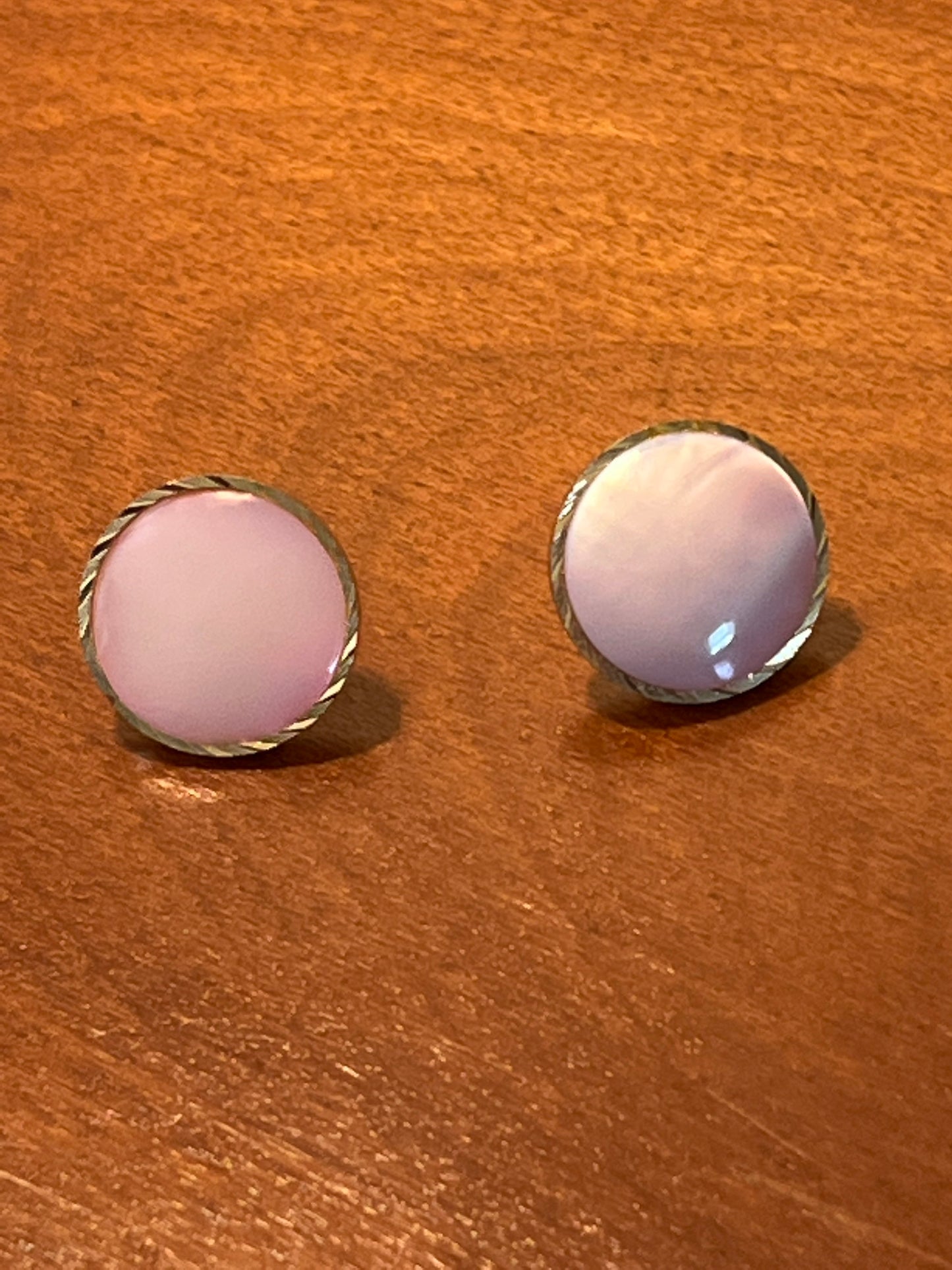 Vintage Elegant Pink Opalescent Earrings Circle Pierced Earrings Estate Jewelry Lover Antiques and Vintage