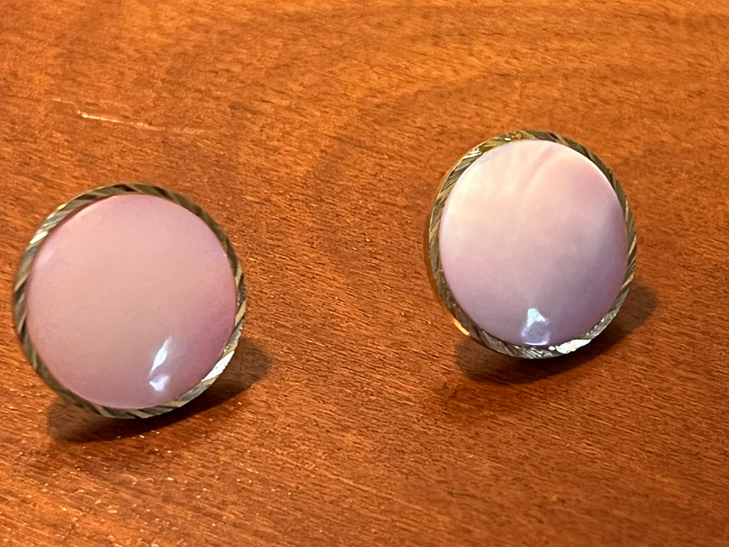 Vintage Elegant Pink Opalescent Earrings Circle Pierced Earrings Estate Jewelry Lover Antiques and Vintage