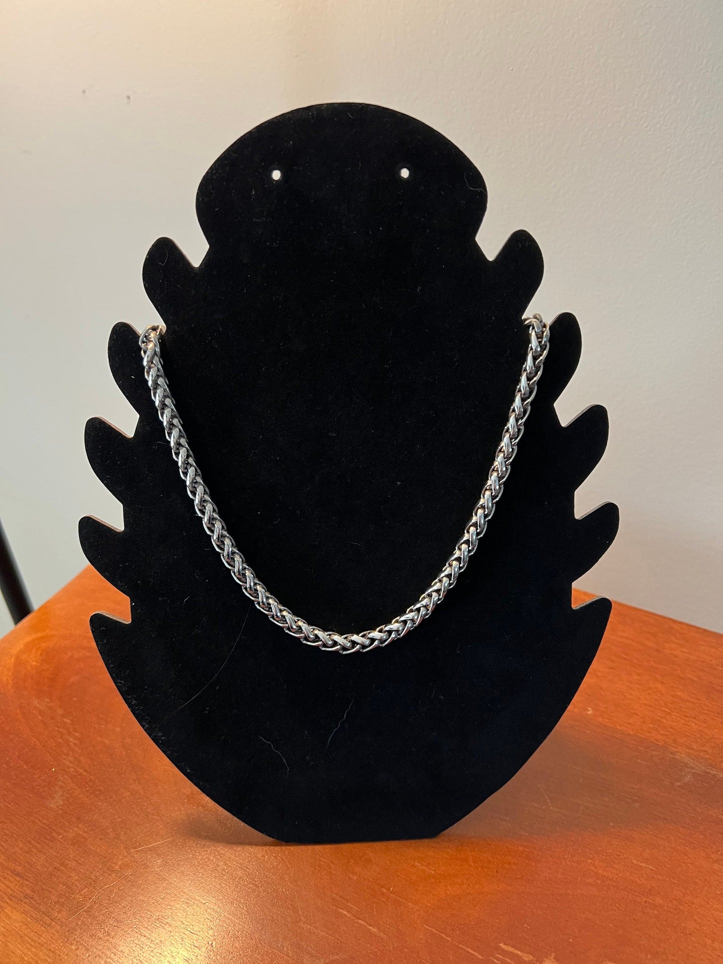 Vintage Solid Necklace 8 3/4 long jewelry in silver stainless steel