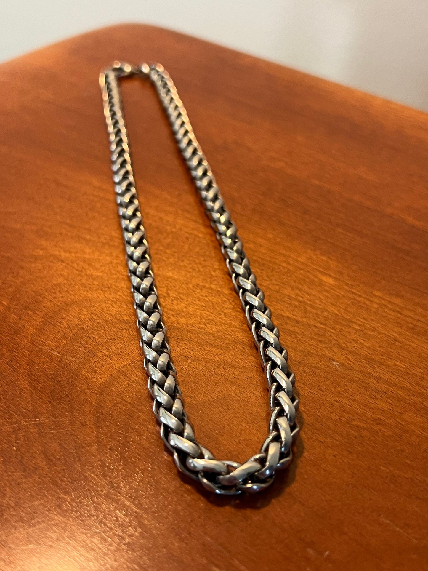 Vintage Solid Necklace 8 3/4 long jewelry in silver stainless steel