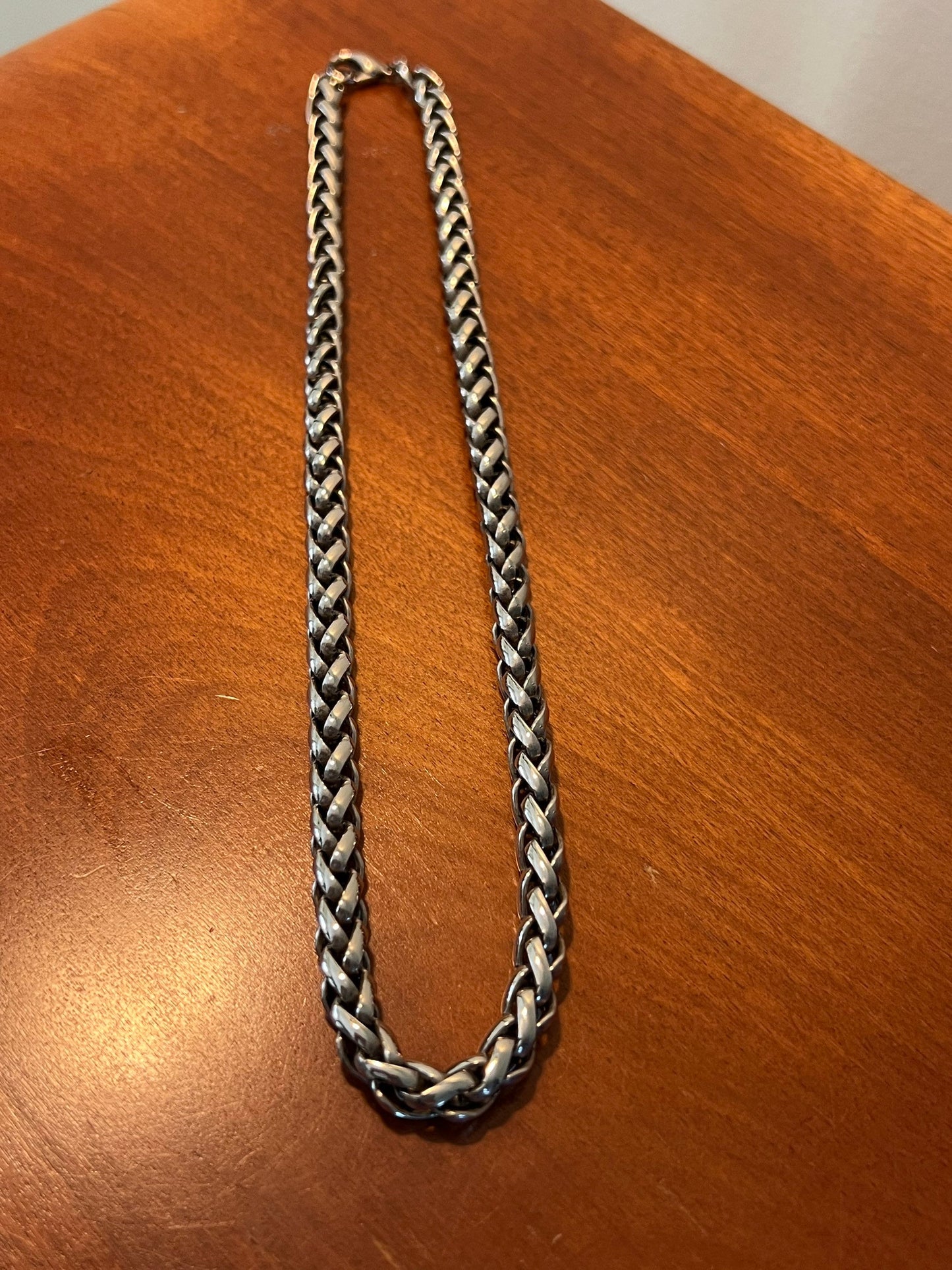 Vintage Solid Necklace 8 3/4 long jewelry in silver stainless steel