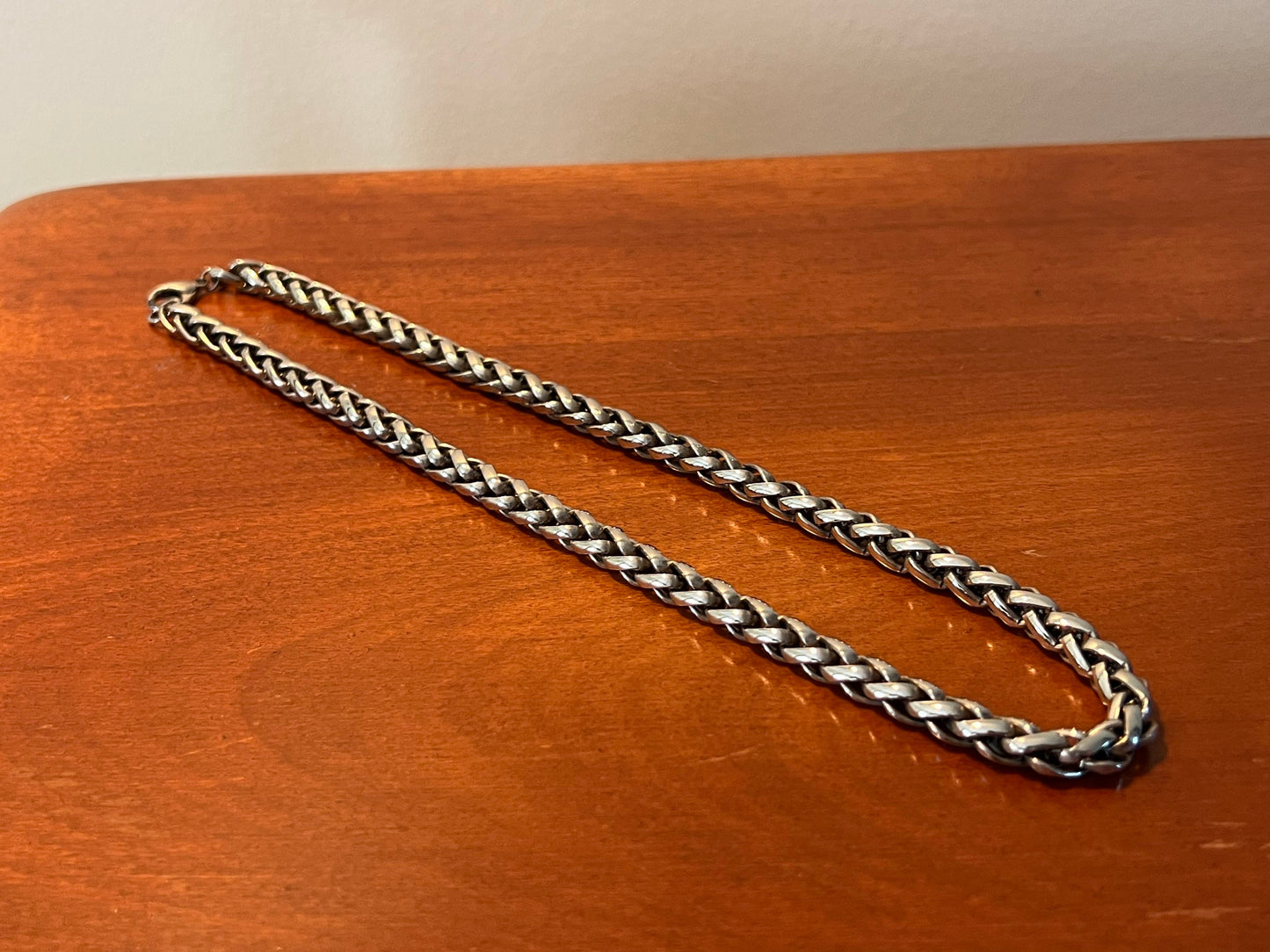 Vintage Solid Necklace 8 3/4 long jewelry in silver stainless steel
