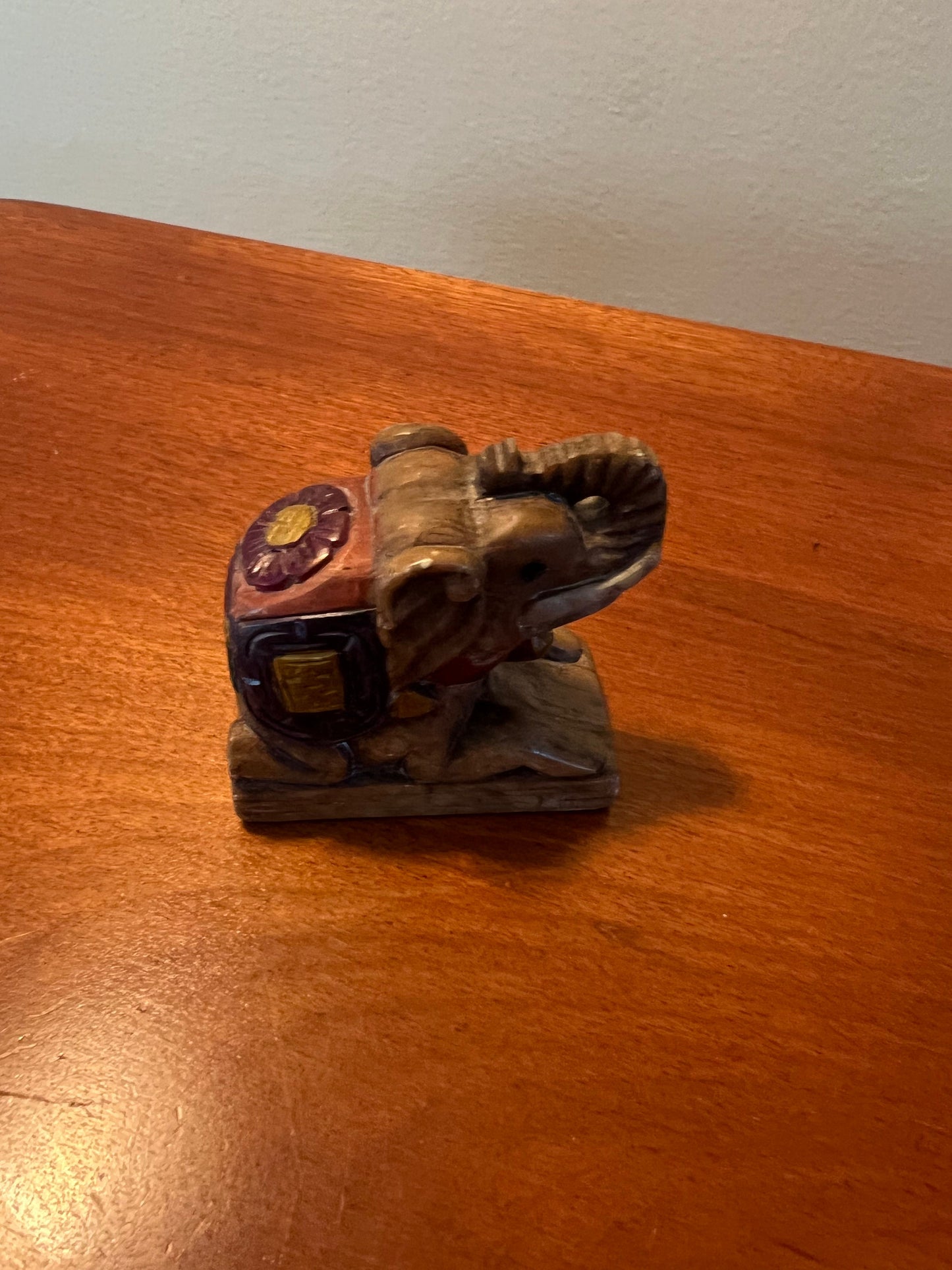 Vintage Elephant Hand Carved Soap Stone Seal kneeling figurine with trunk up Lover Antiques and Vintage