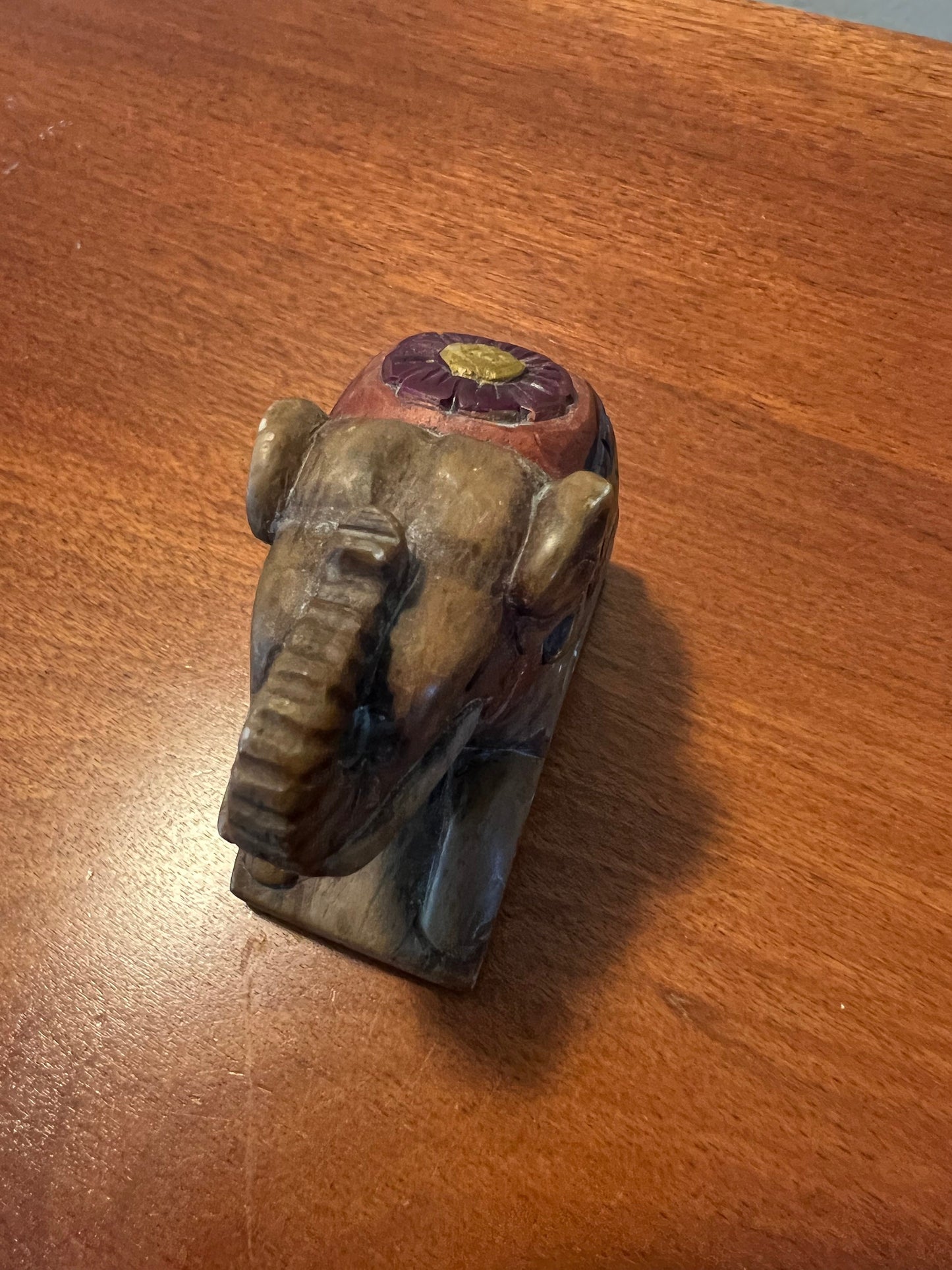 Vintage Elephant Hand Carved Soap Stone Seal kneeling figurine with trunk up Lover Antiques and Vintage