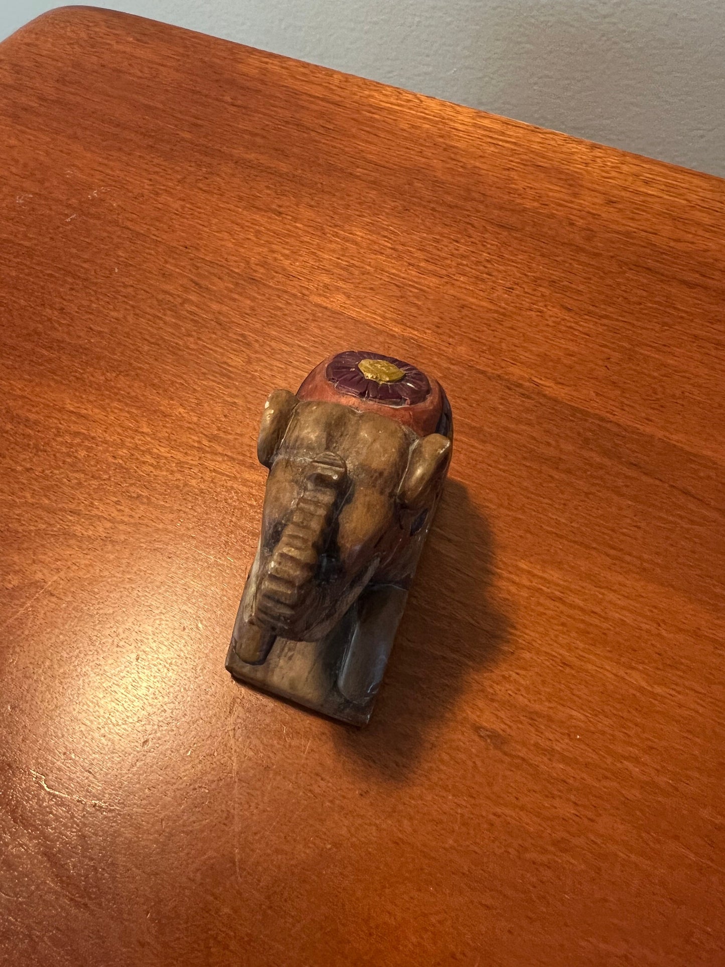Vintage Elephant Hand Carved Soap Stone Seal kneeling figurine with trunk up Lover Antiques and Vintage