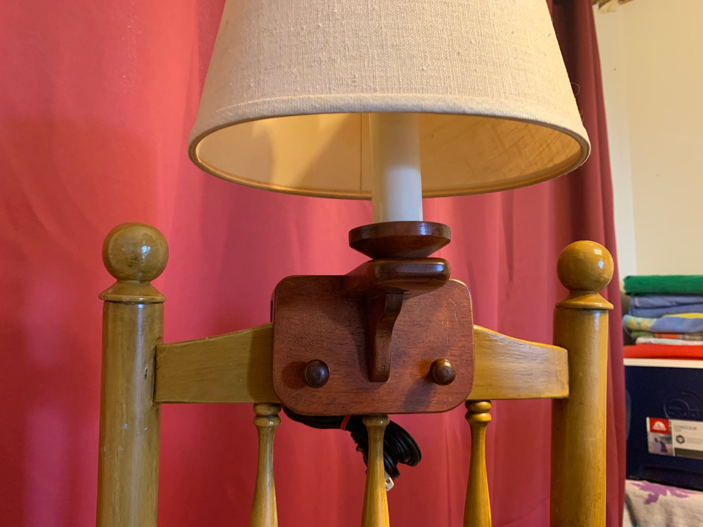 Cushman Colonial Creations Removable Bed Lamp 4-196 with original shade only made 1934-37, Lover Antiques and Vintage