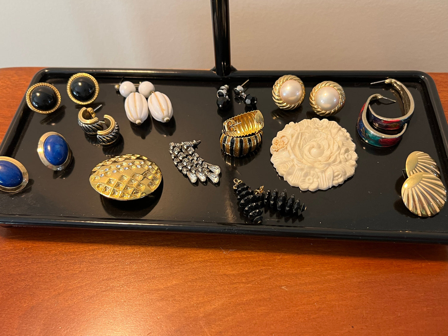Vintage Earring Collection of 11 Earrings Costume Estate Jewelry and 2 Brooches Pins Mid Century Vintage Jewelry Lover Antiques and Vintage