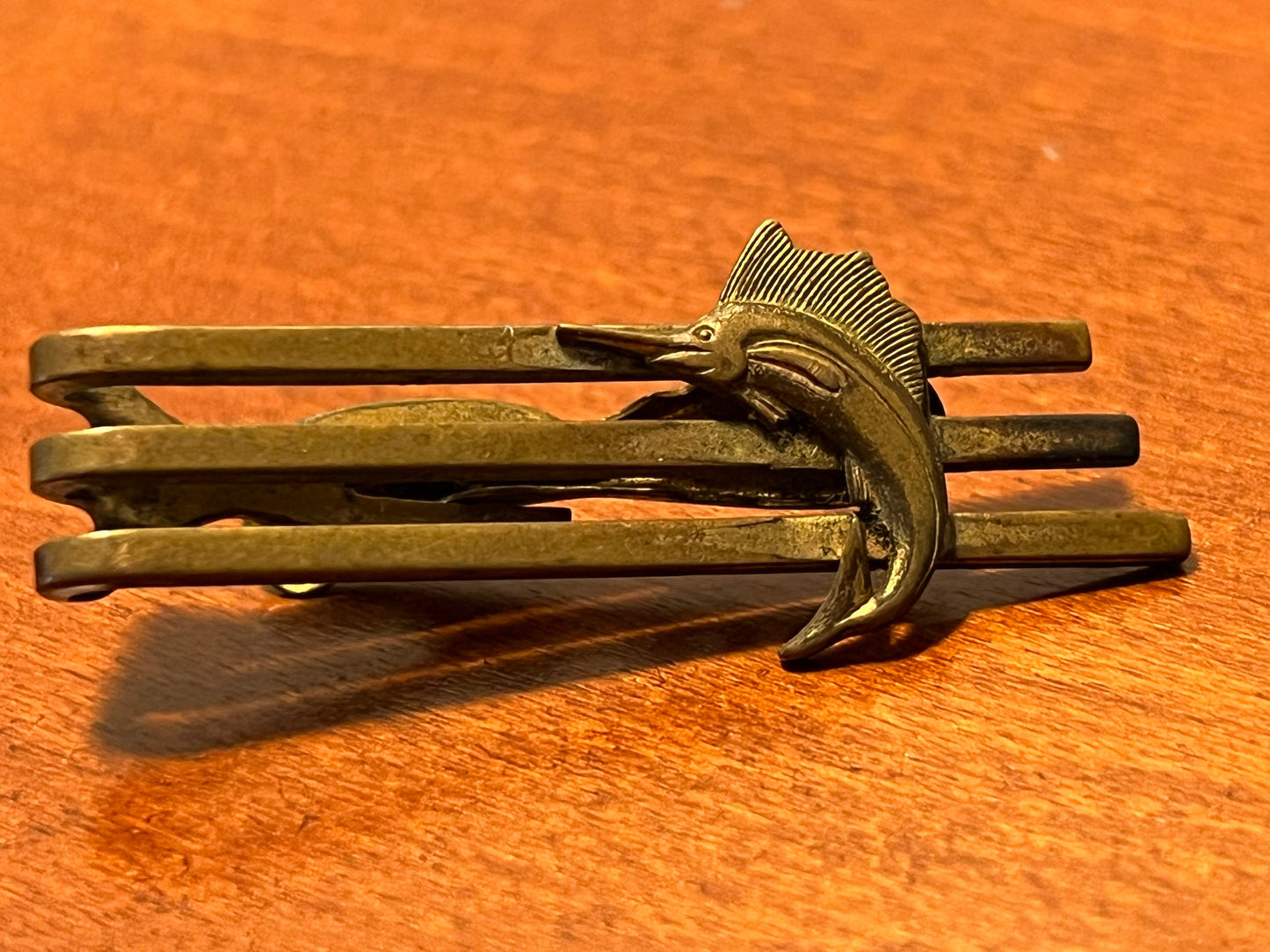 Vintage Hickok mens brass swordfish tie clip circa 1950’s mid century modern collectibles