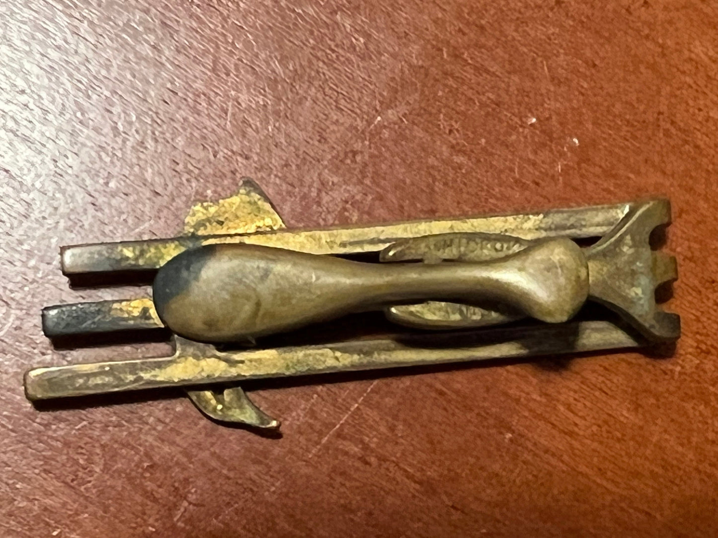 Vintage Hickok mens brass swordfish tie clip circa 1950’s mid century modern collectibles