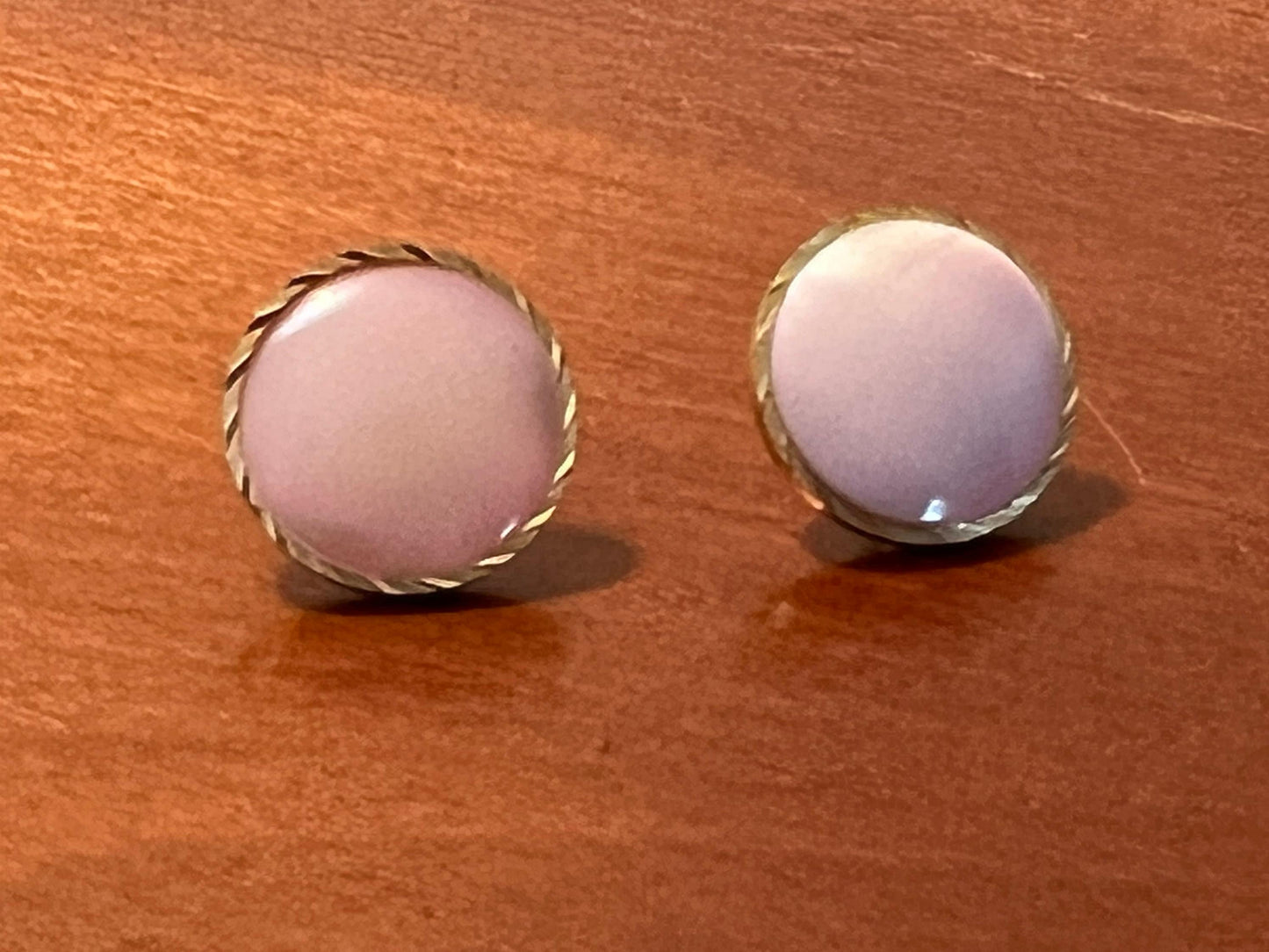 Vintage Elegant Pink Opalescent Earrings Circle Pierced Earrings Estate Jewelry Lover Antiques and Vintage