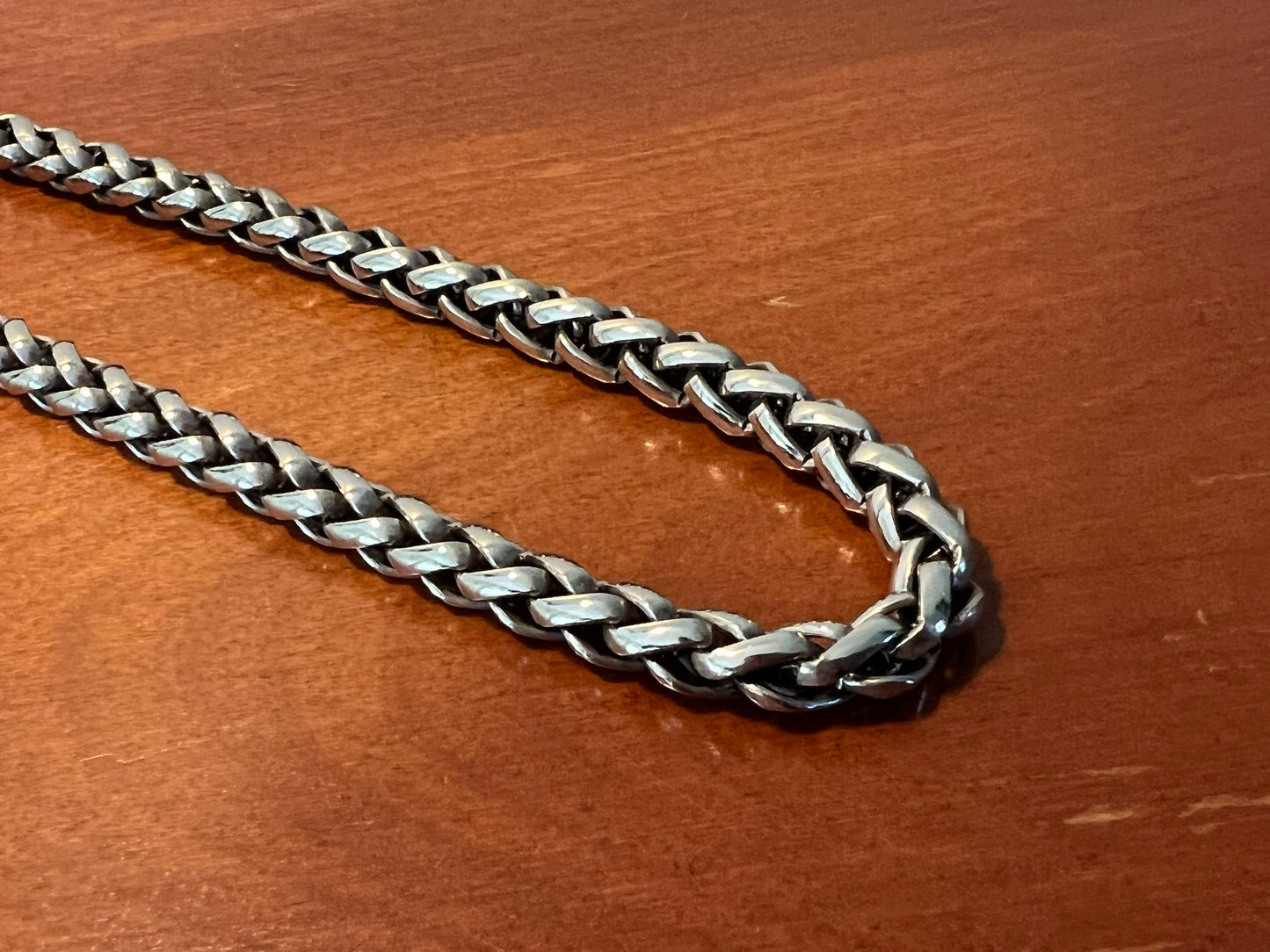 Vintage Solid Necklace 8 3/4 long jewelry in silver stainless steel