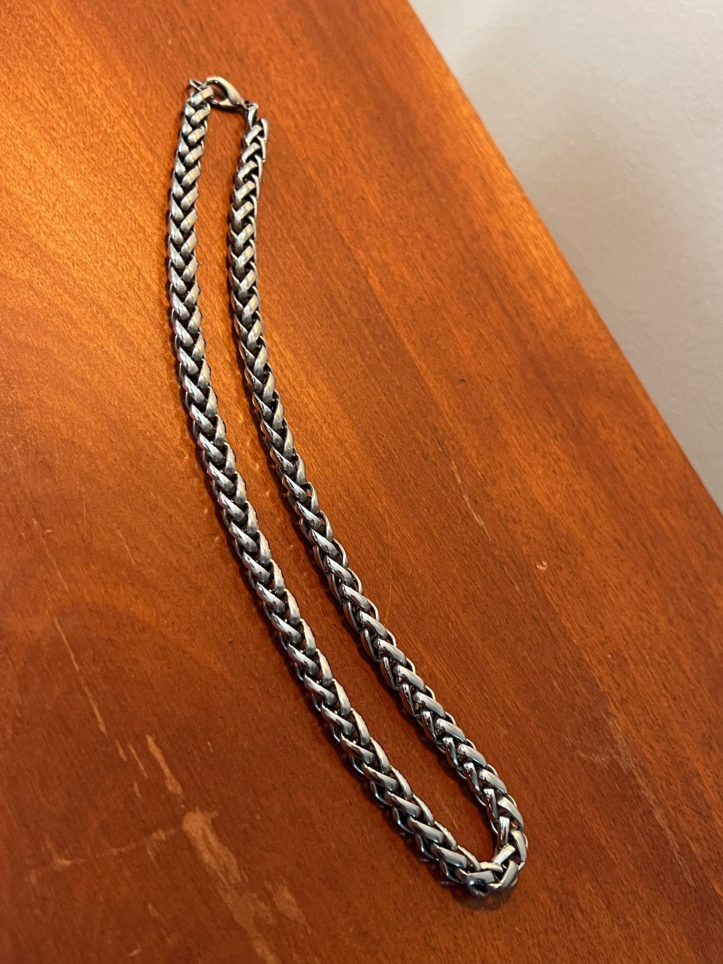 Vintage Solid Necklace 8 3/4 long jewelry in silver stainless steel