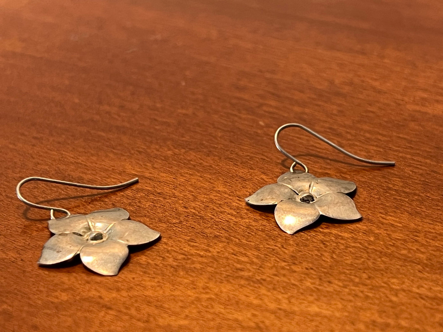 Vintage Sterling Silver Flower Earrings Hook Pierced Earring jewelry flowers