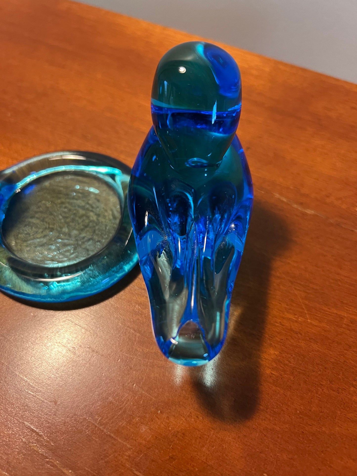 Vintage Pair Double Bluebird of Happiness with Candle Holder blue glass art signed by Ron Ray 1992 birds bird