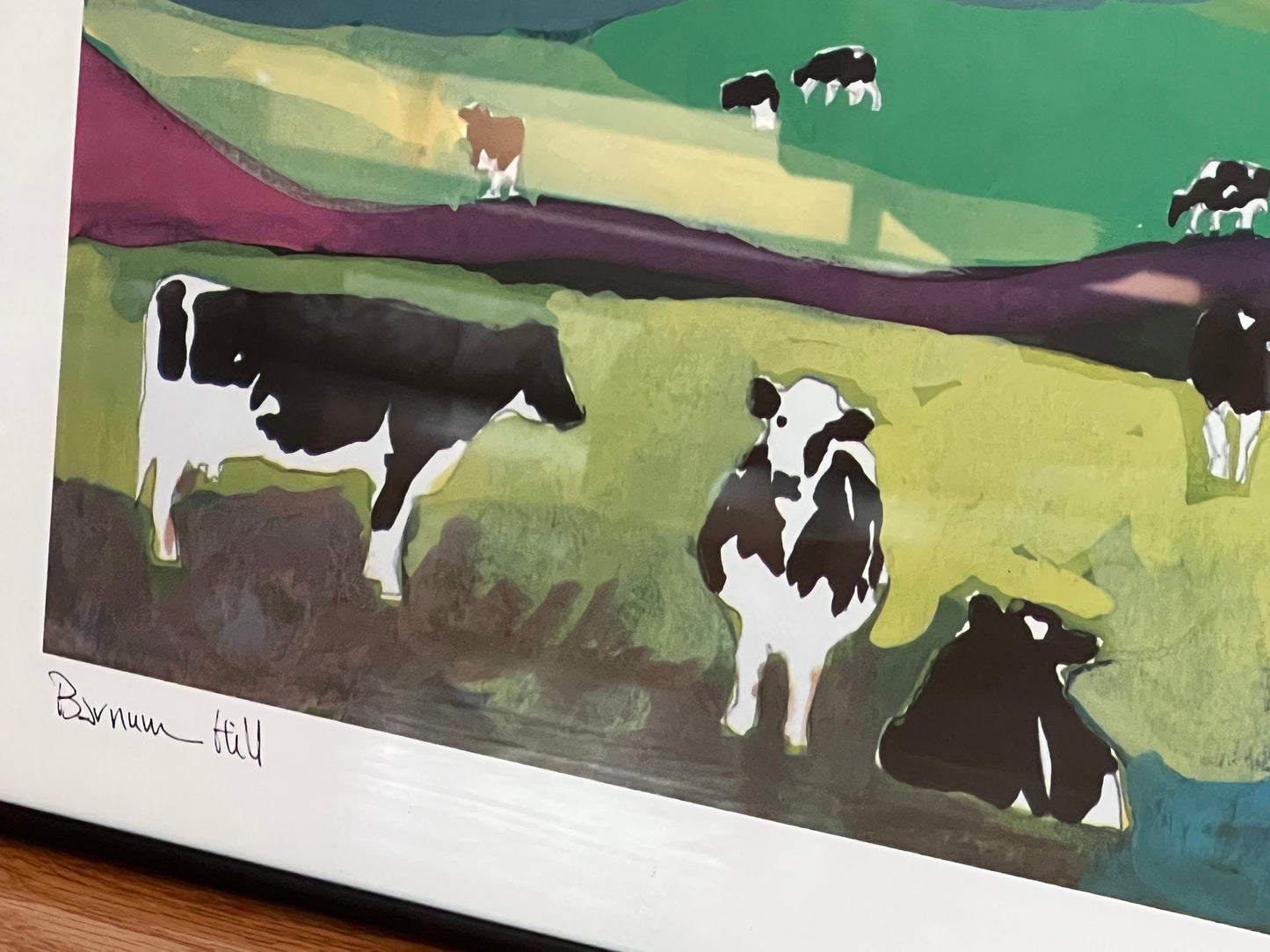 Vintage Woody Jackson Barnum Hill Signed & Framed Cow Print Abstract Ben and Jerry artwork art Lover Antiques and Vintage
