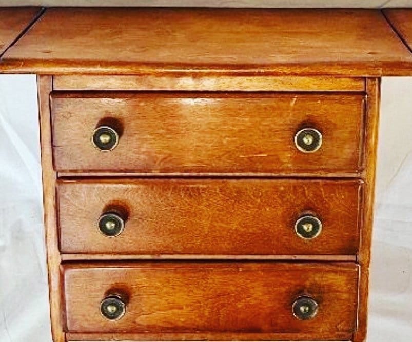 Vintage Cushman Colonial Creations 3-56 Wall Console with Three Drawers in Historical Maple Stain Very Rare Lover Antiques and Vintage