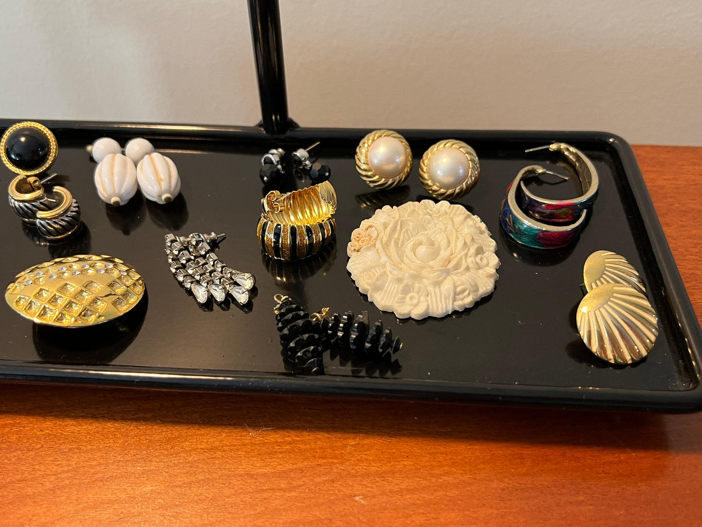 Vintage Earring Collection of 11 Earrings Costume Estate Jewelry and 2 Brooches Pins Mid Century Vintage Jewelry Lover Antiques and Vintage