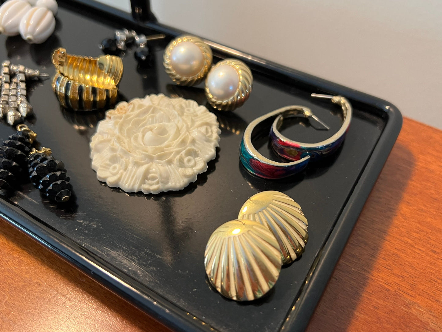 Vintage Earring Collection of 11 Earrings Costume Estate Jewelry and 2 Brooches Pins Mid Century Vintage Jewelry Lover Antiques and Vintage