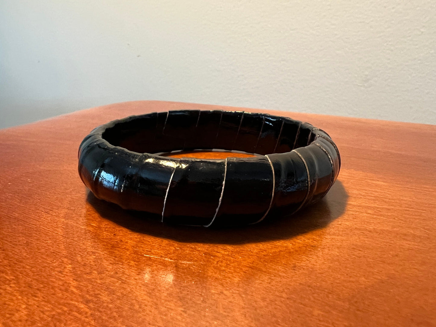 Vintage black bangle bracelet jewelry mid century modern style wrist art