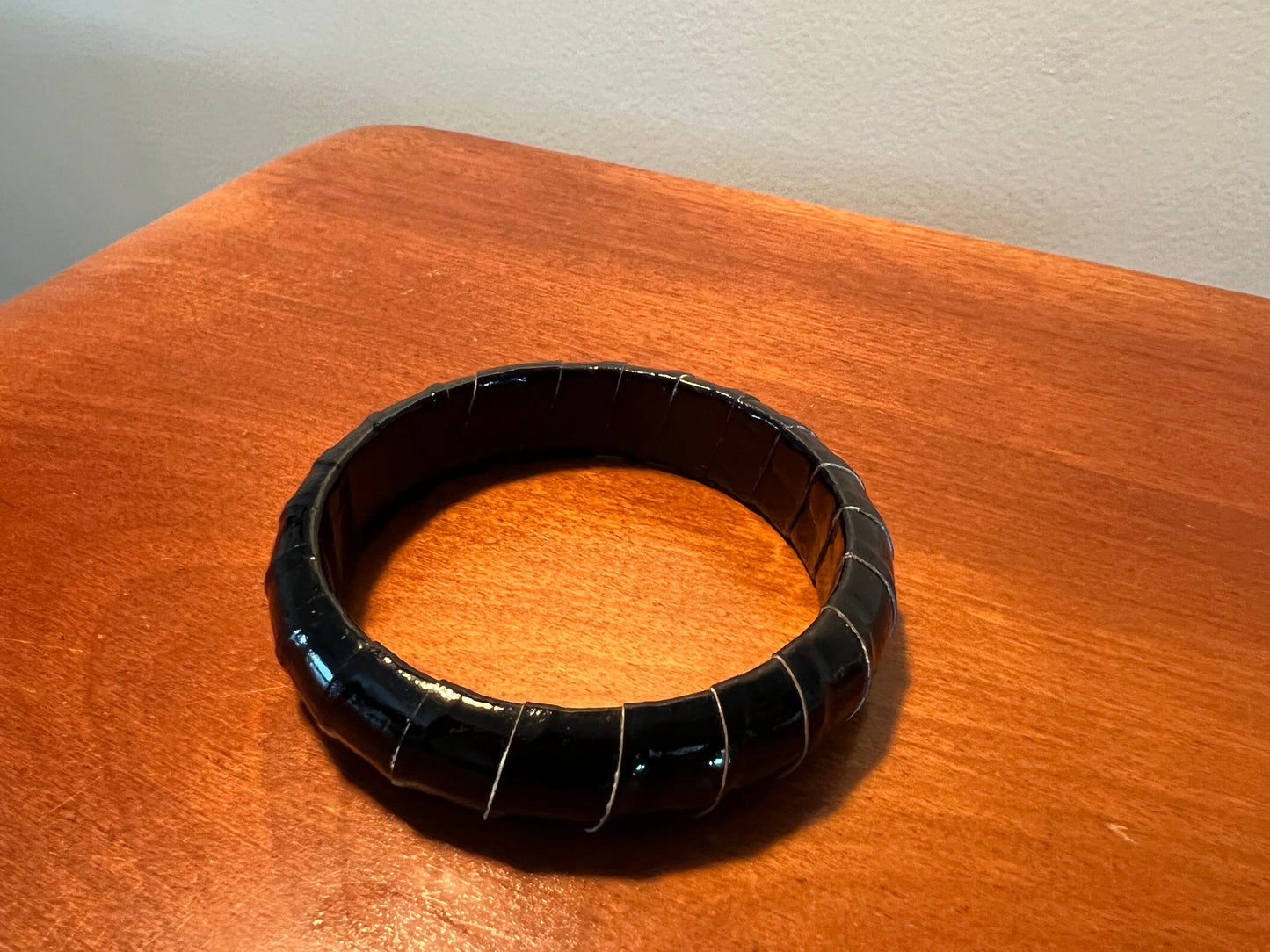 Vintage black bangle bracelet jewelry mid century modern style wrist art