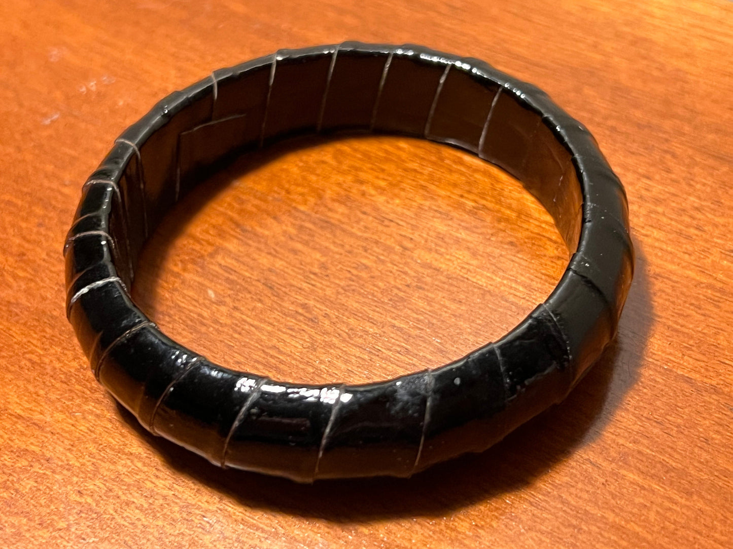 Vintage black bangle bracelet jewelry mid century modern style wrist art