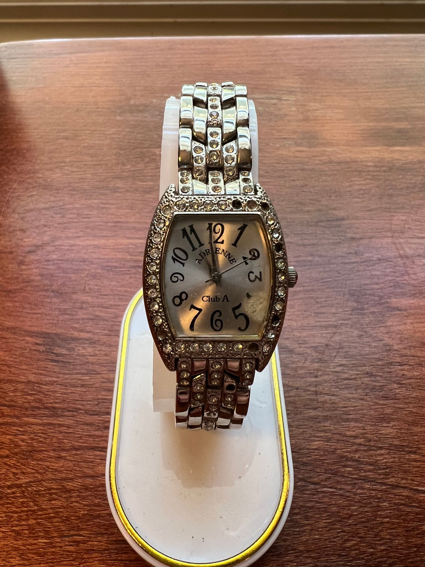 Vintage Adrienne Club A Rhinestones & Silver Sparkly Watch quartz jewelry Lover Antiques and Vintage