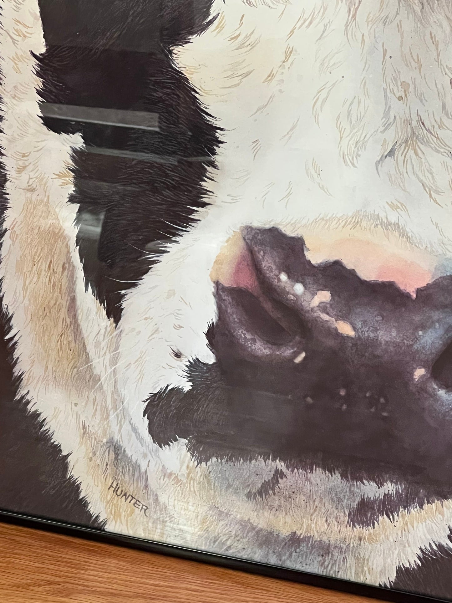 Vintage Holstein Cow Print Picture signed by Hunter professionally framed artwork Lover Antiques and Vintage