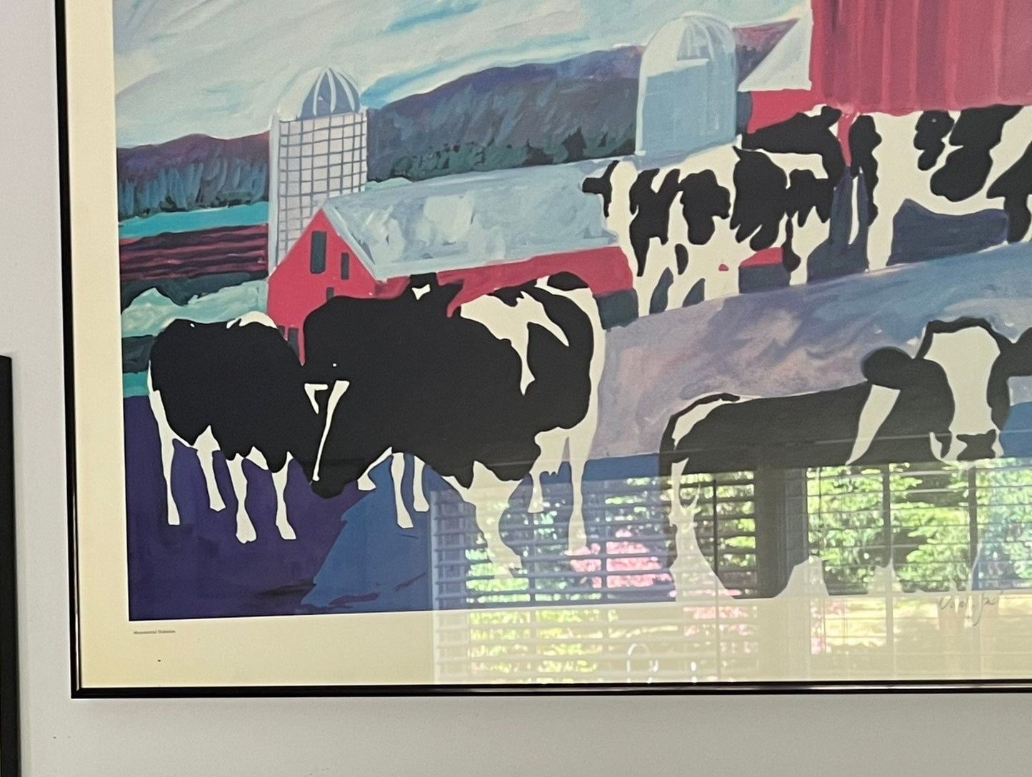 Vintage Woody Jackson Monumental Holsteins Signed & Framed Cow Print Abstract Ben and Jerry artwork art Lover Antiques and Vintage