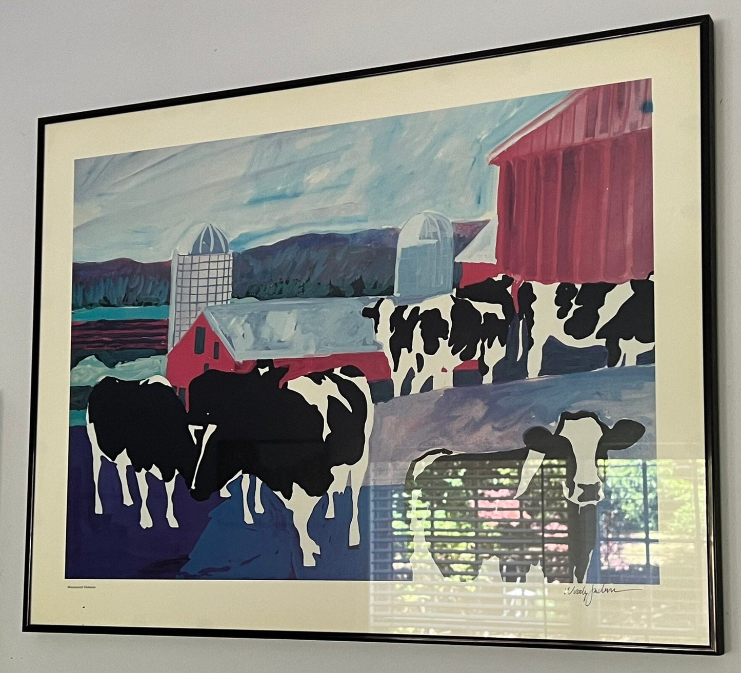 Vintage Woody Jackson Monumental Holsteins Signed & Framed Cow Print Abstract Ben and Jerry artwork art Lover Antiques and Vintage