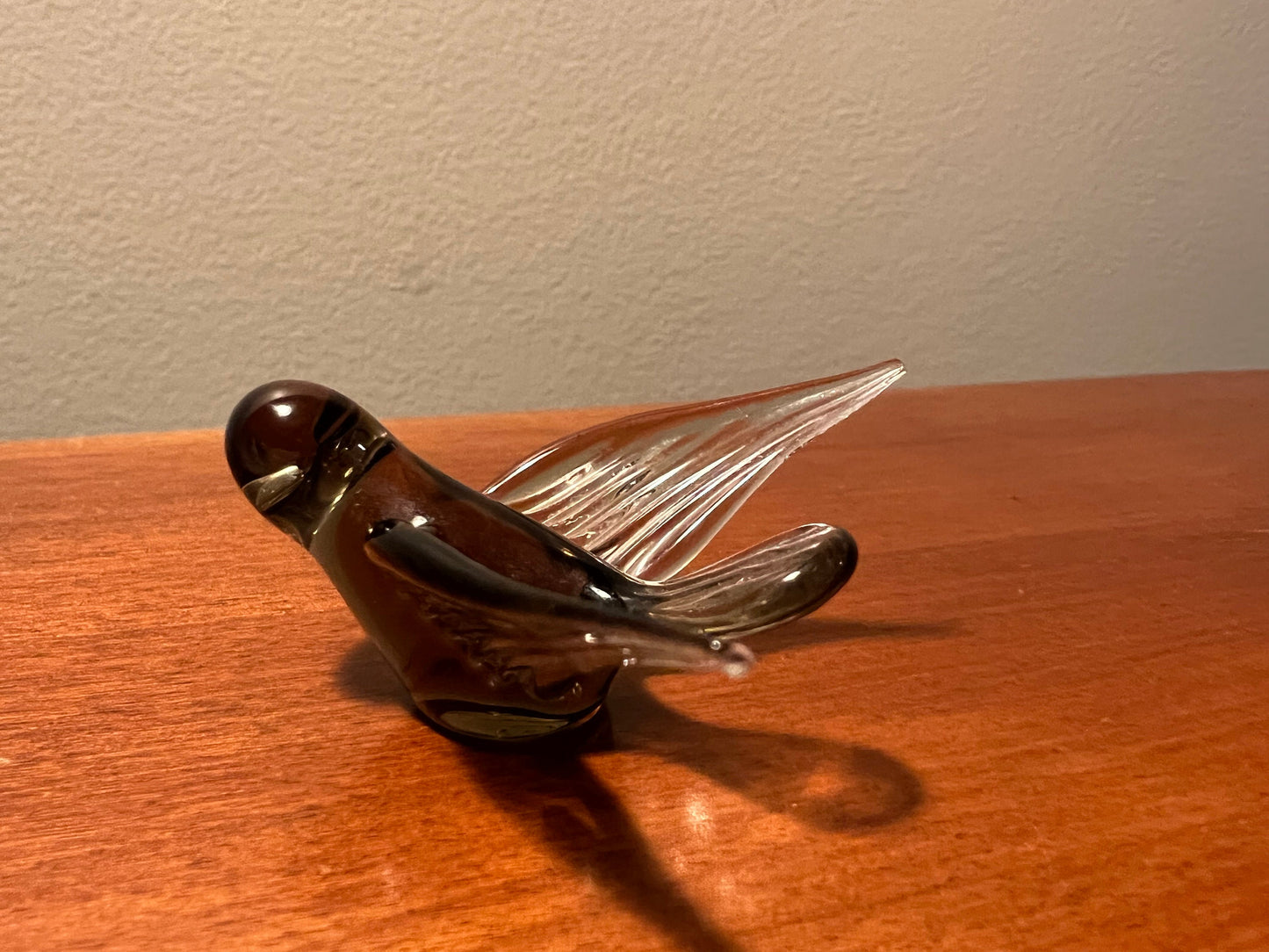 Vintage Hand Blown Glass bird light blue bird art glass mini treasure