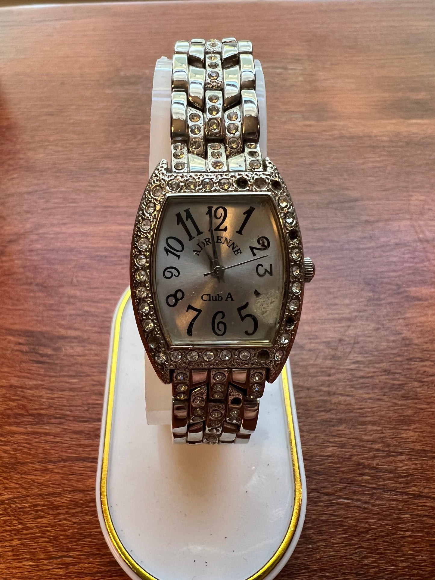 Vintage Adrienne Club A Rhinestones & Silver Sparkly Watch quartz jewelry Lover Antiques and Vintage