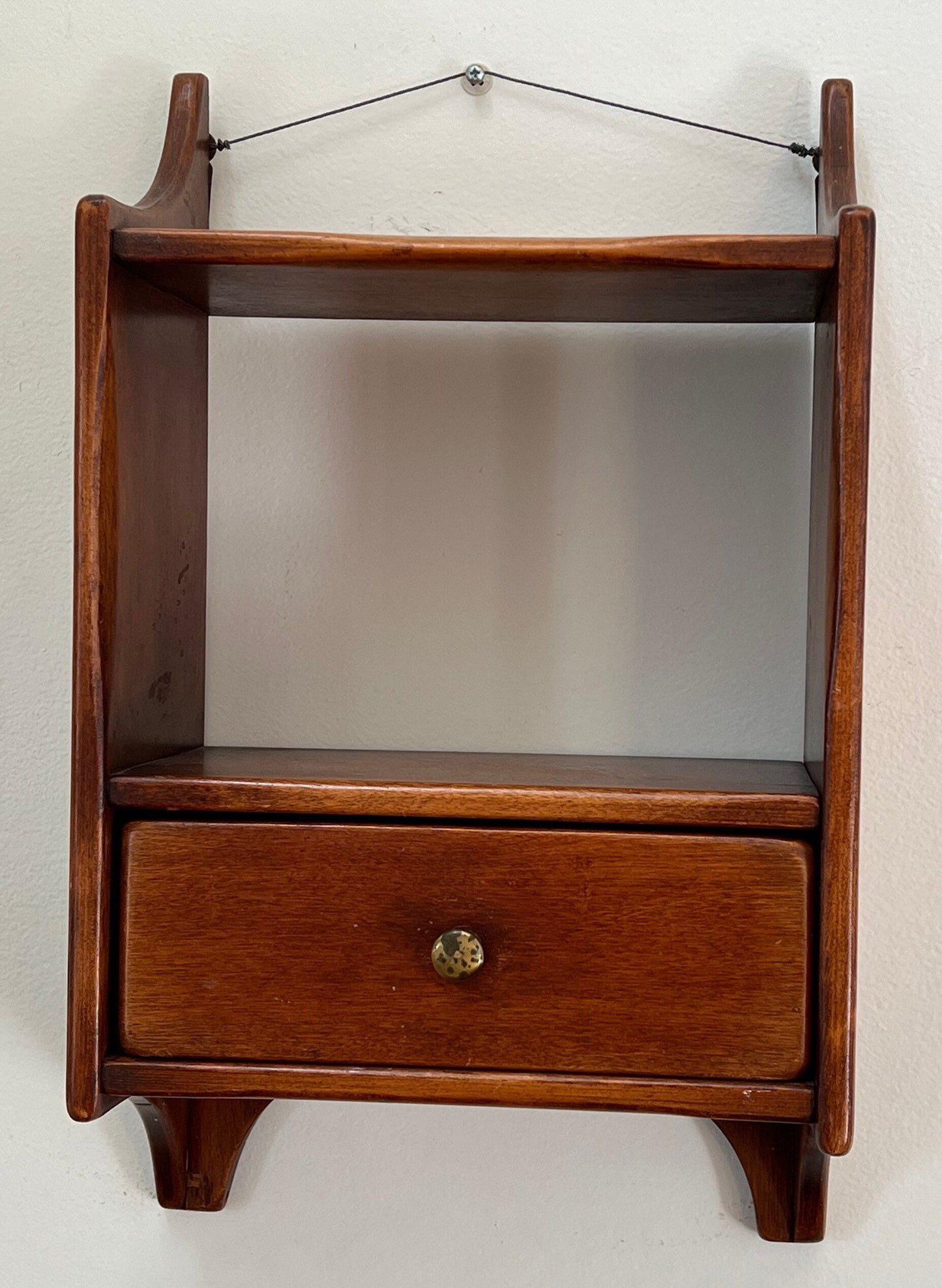 Cushman Colonial Creations Hanging Wall Shelf with Drawer No. 3-46 Rare beautiful vintage furniture!