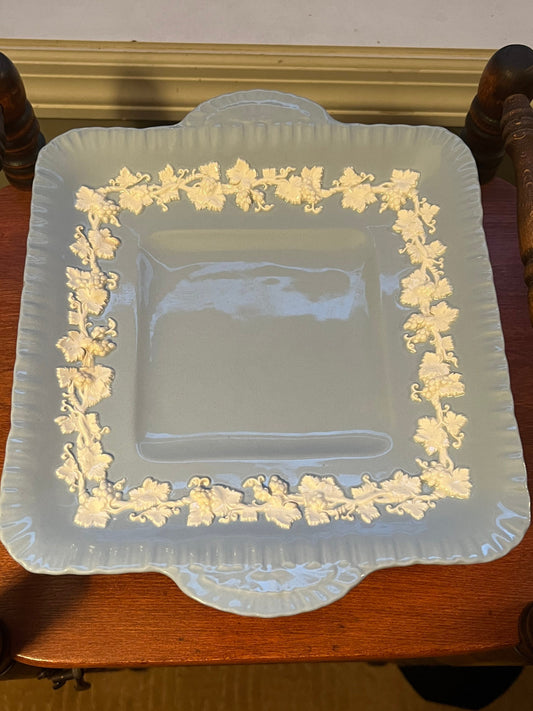 Vintage Wedgwood Embossed Etruria & Batlaston Queen’s Ware Made in England English Porcelain blue sky decoration of leaves Lover Antiques
