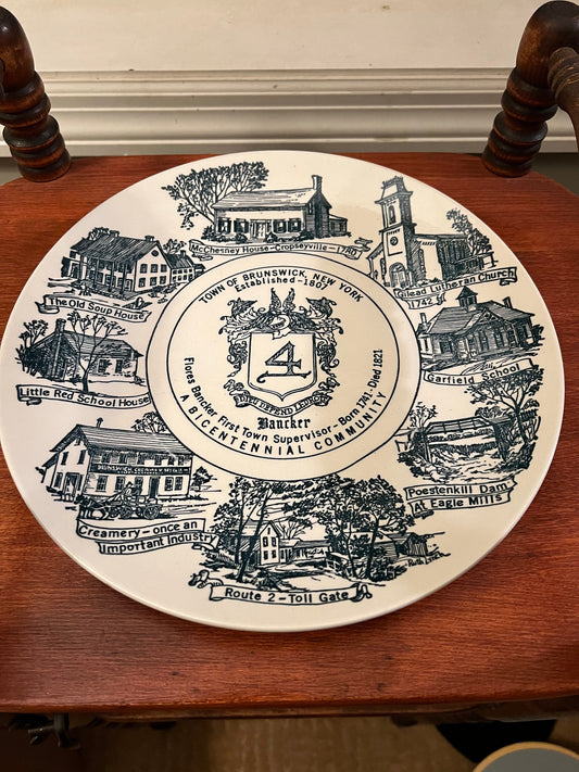 Vintage Town of Brunswick Historic Bicentennial Hooper Advertising Services Wall Plate Decor Wall Art Vintage Plates Historical Society