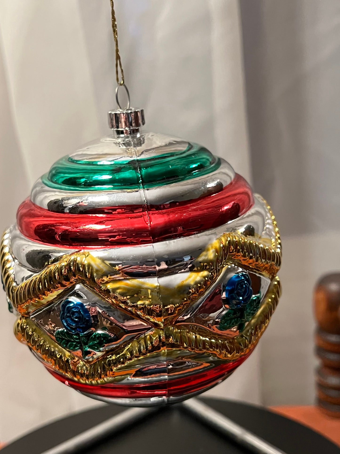 Vintage Large Glass Christmas Holiday Ornaments ornament red glass art round Lover Antiques and Vint