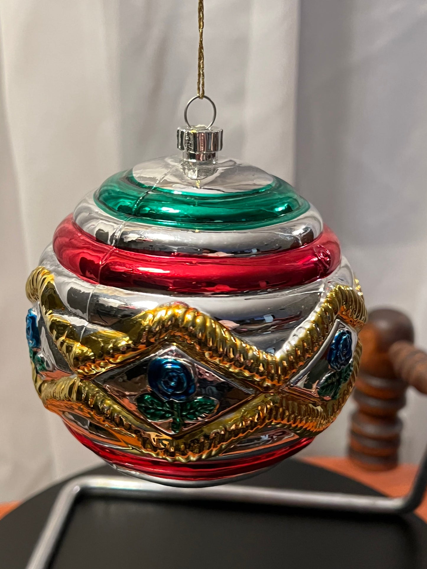 Vintage Large Glass Christmas Holiday Ornaments ornament red glass art round Lover Antiques and Vint