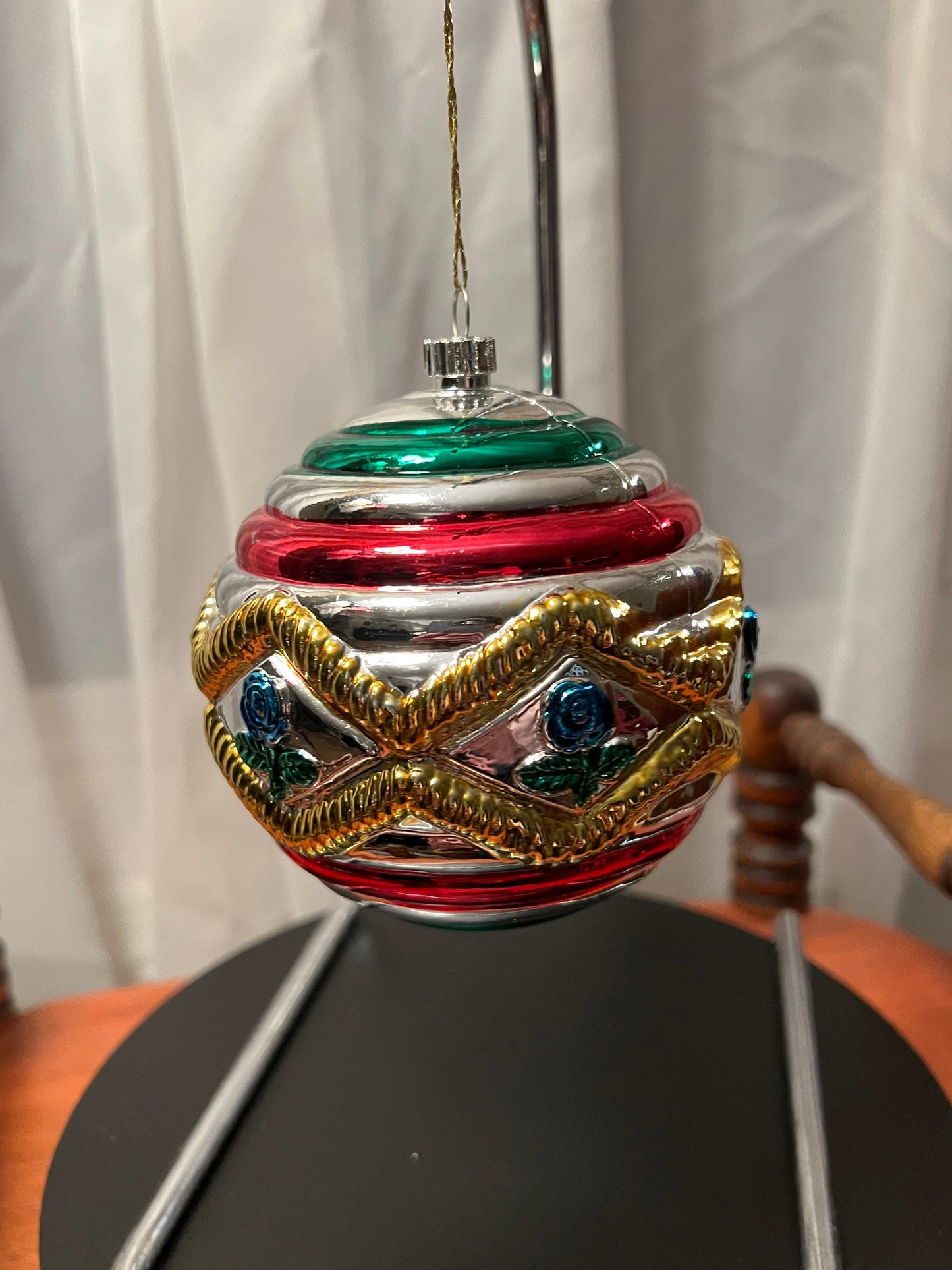 Vintage Large Glass Christmas Holiday Ornaments ornament red glass art round Lover Antiques and Vint
