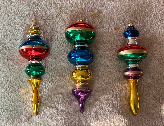 Vintage Trio of Mid Century Modern Christmas Ornaments glass ornament art Lover Antiques and Vintage