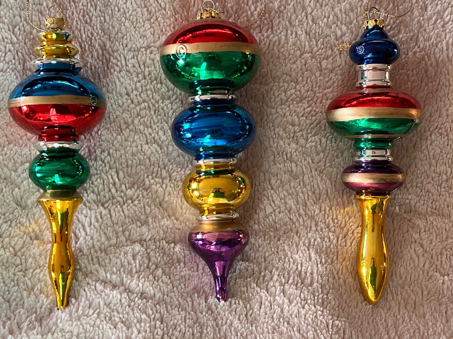 Vintage Trio of Mid Century Modern Christmas Ornaments glass ornament art Lover Antiques and Vintage