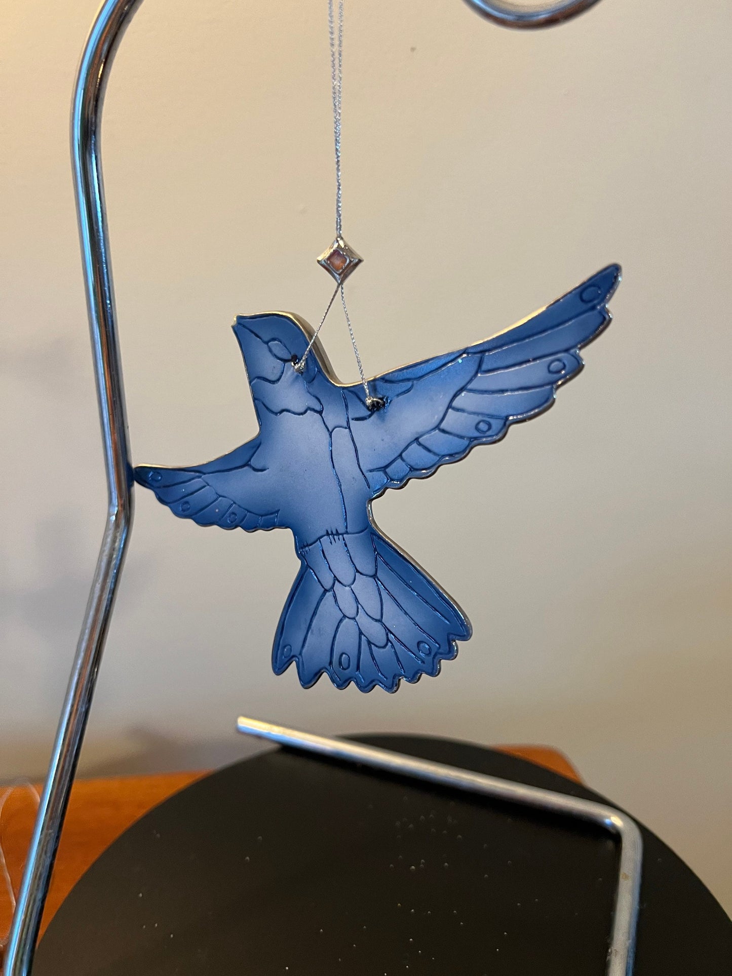 Vintage Blue Bird Stained Glass Art Sun Catcher blue Lover Antiques and Vintage
