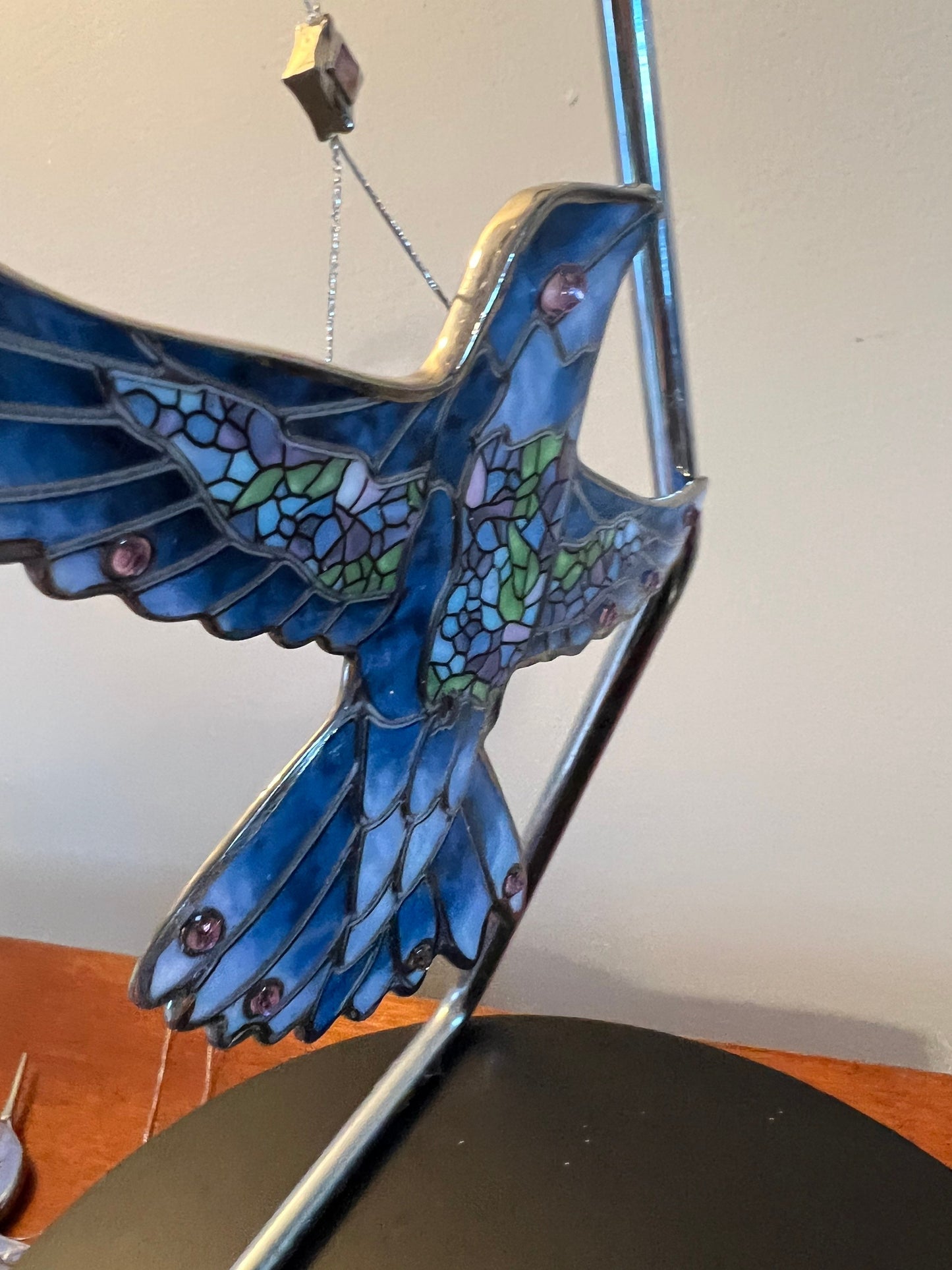Vintage Blue Bird Stained Glass Art Sun Catcher blue Lover Antiques and Vintage