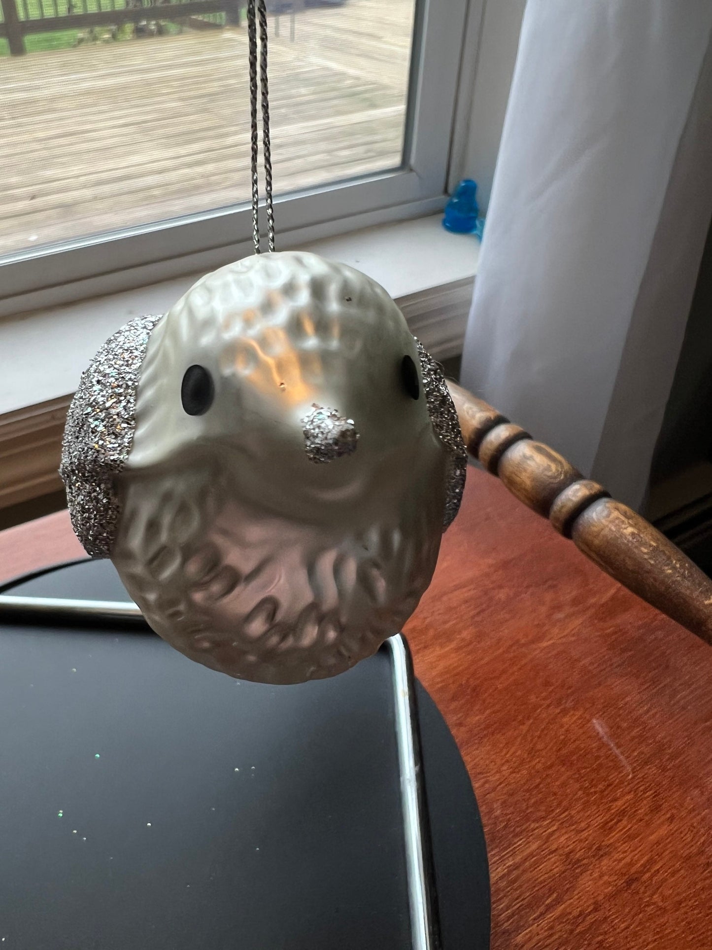 Vintage Silver Bird with White Feathers Ornament glass art Mid Century Modern ornaments Christmas Holiday