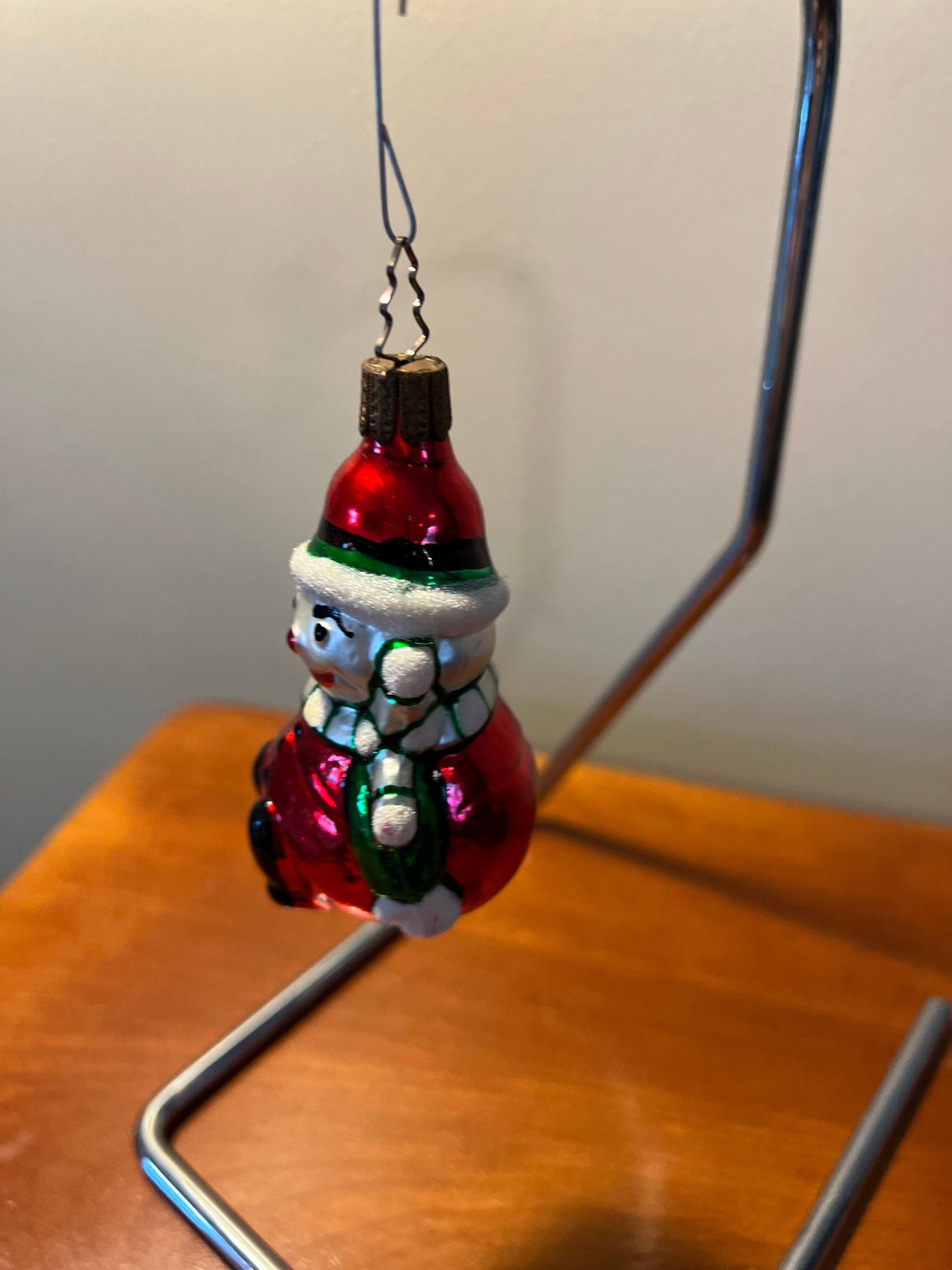 Vintage Snowman Hand Blown Inge Glas Germany Glass Ornament glass art Mid Century Modern ornaments Christmas Holiday