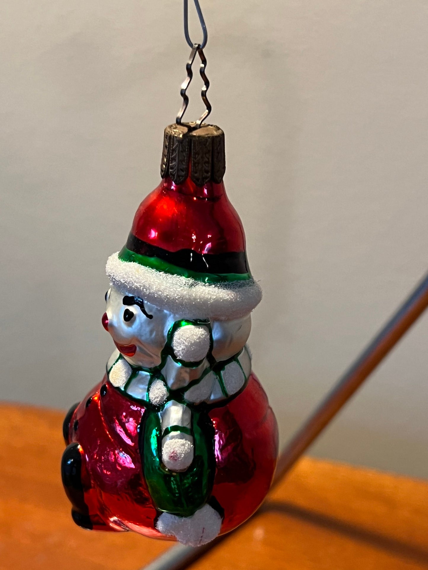 Vintage Snowman Hand Blown Inge Glas Germany Glass Ornament glass art Mid Century Modern ornaments Christmas Holiday