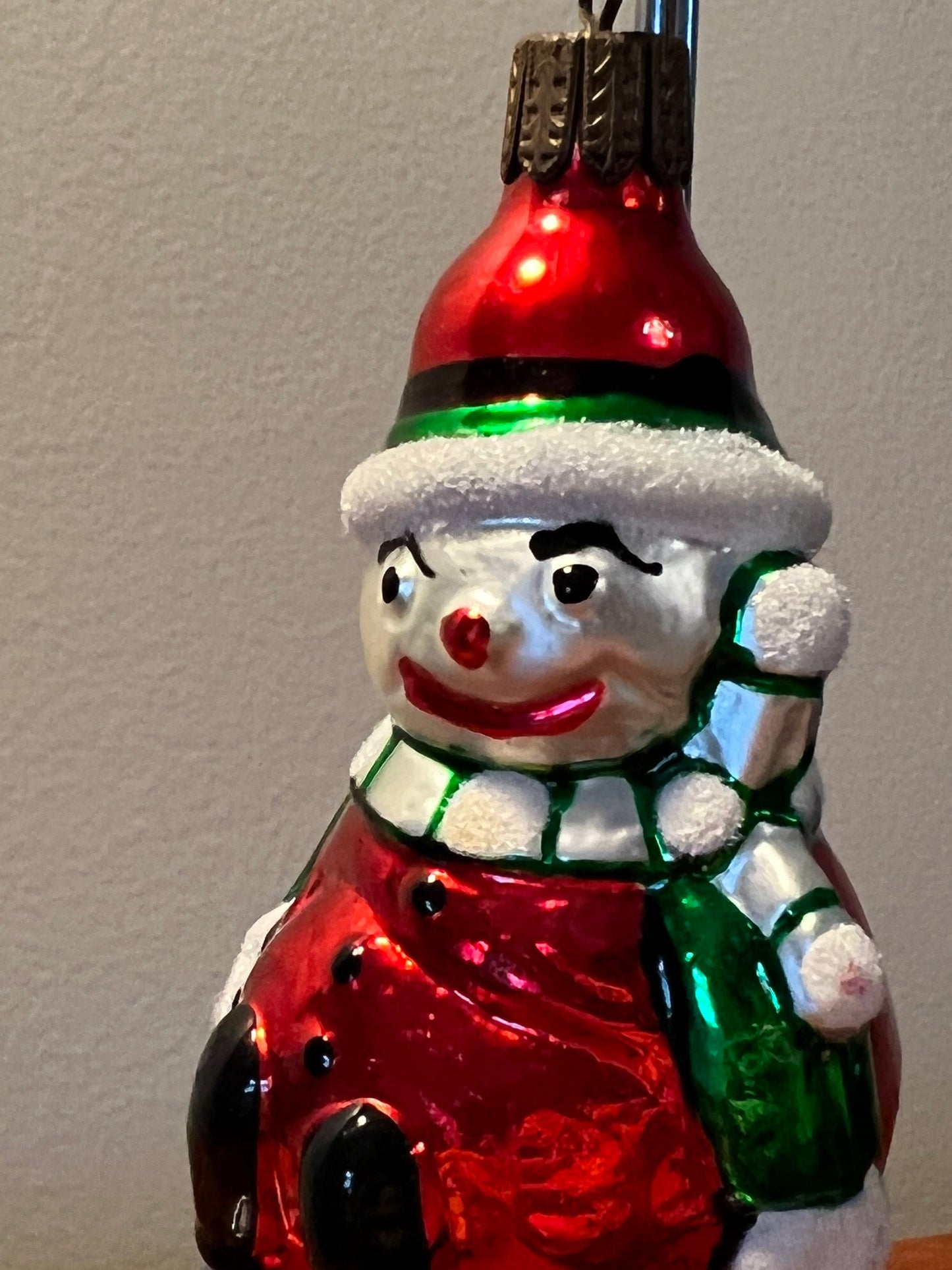 Vintage Snowman Hand Blown Inge Glas Germany Glass Ornament glass art Mid Century Modern ornaments Christmas Holiday