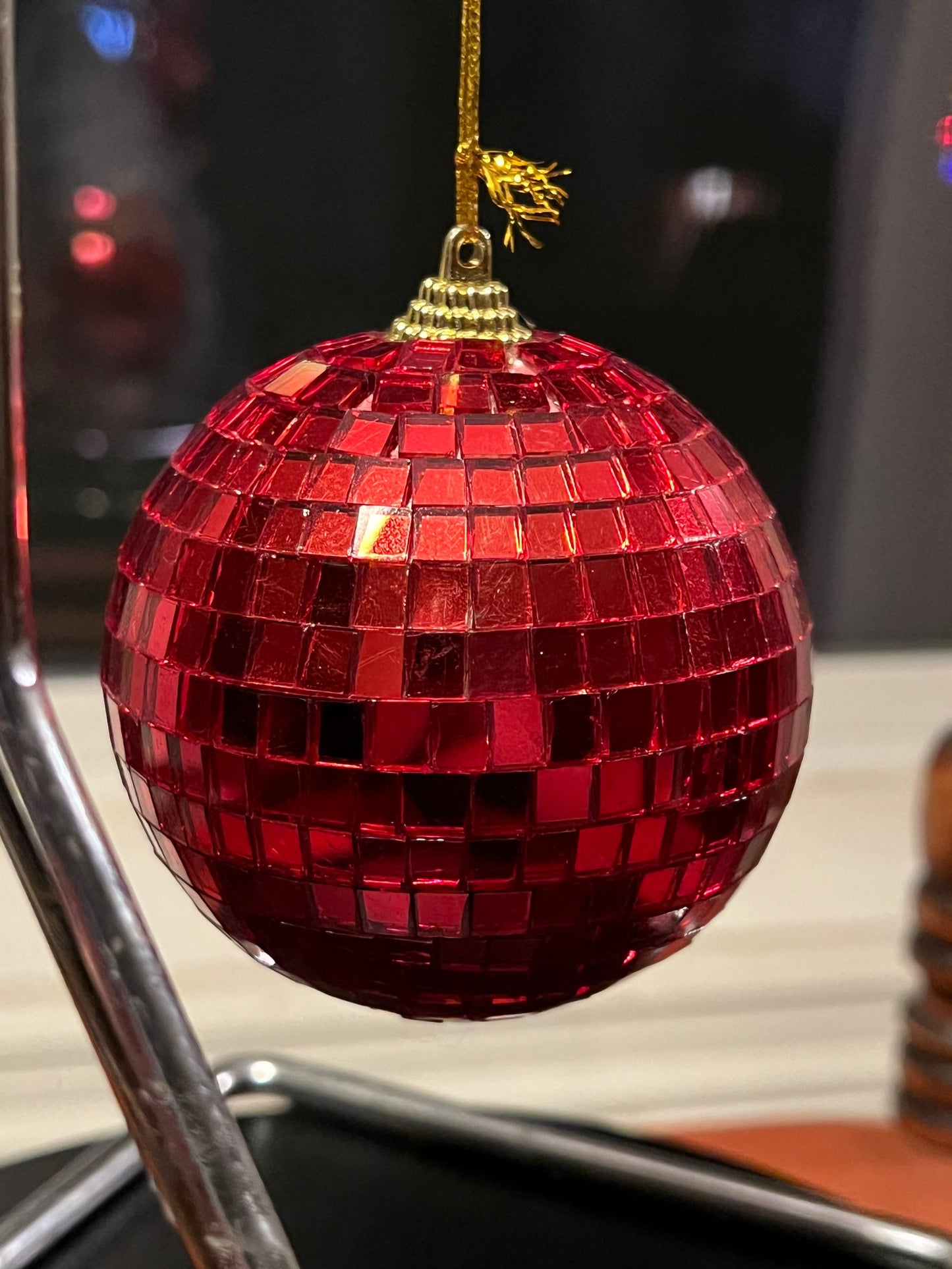 Vintage Red Disco Ball Ornament glass art Mid Century Modern ornaments Christmas Holiday Lover Antiques and Vintage