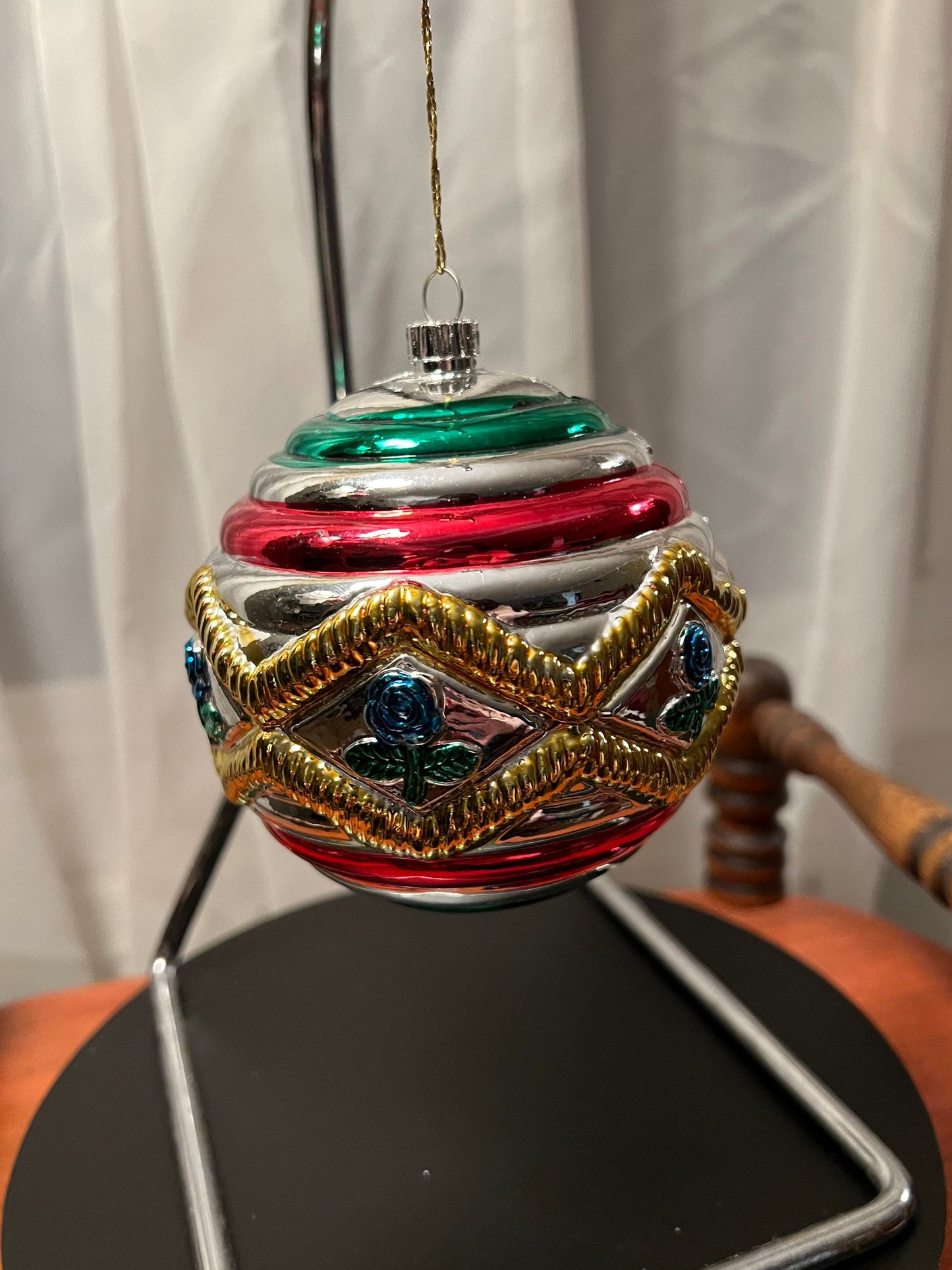 Vintage Large Glass Christmas Holiday Ornaments ornament red glass art round Lover Antiques and Vint