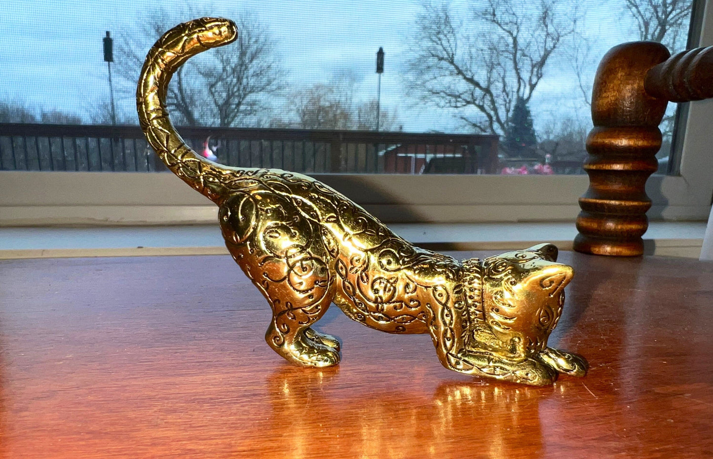 Vintage Brass Leopard Cat Figurine 1986 TFM The Franklin Mint Cats, Lover Antiques and Vintage