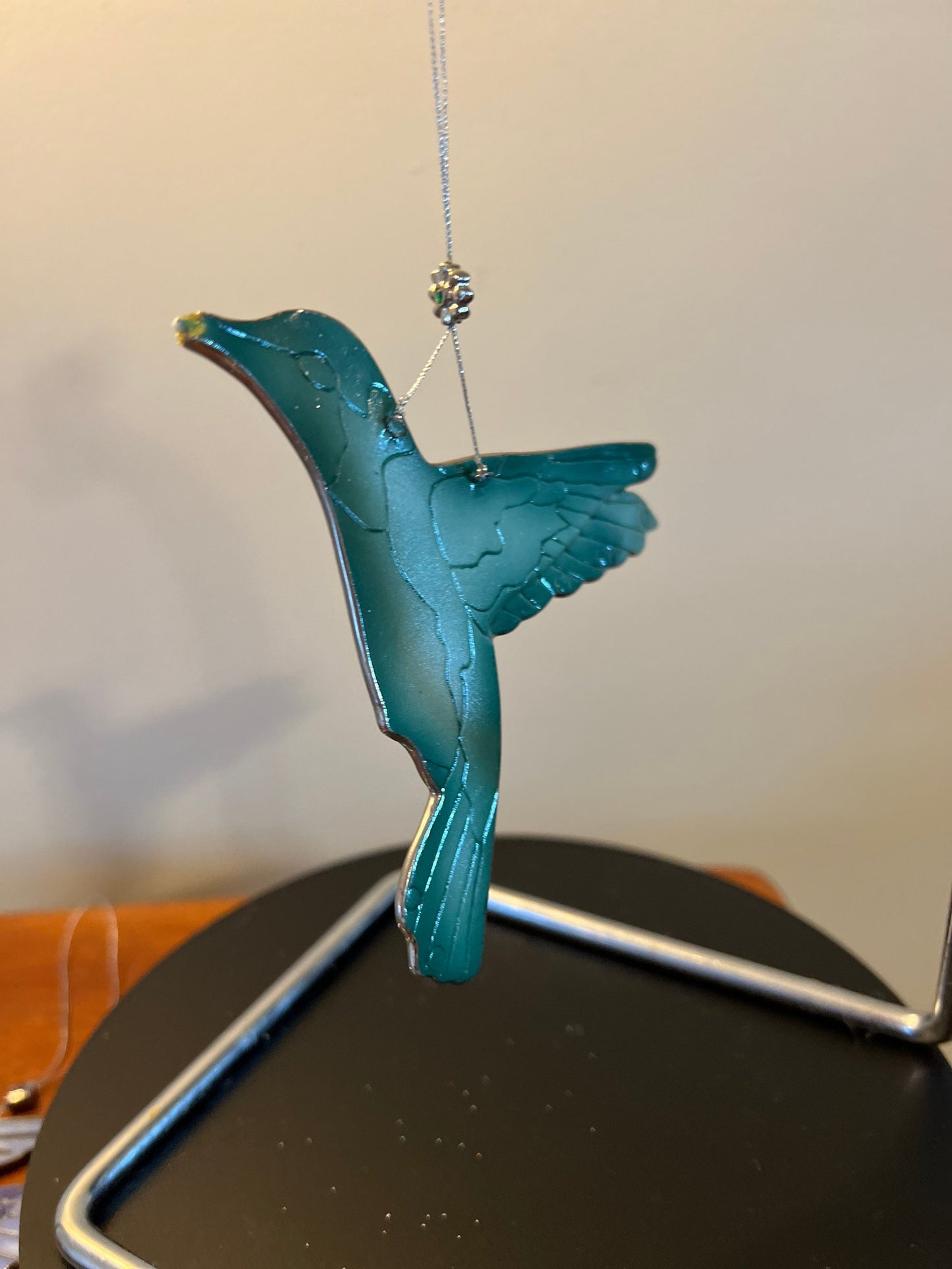 Vintage Hummingbird Stained Glass Art Sun Catcher green